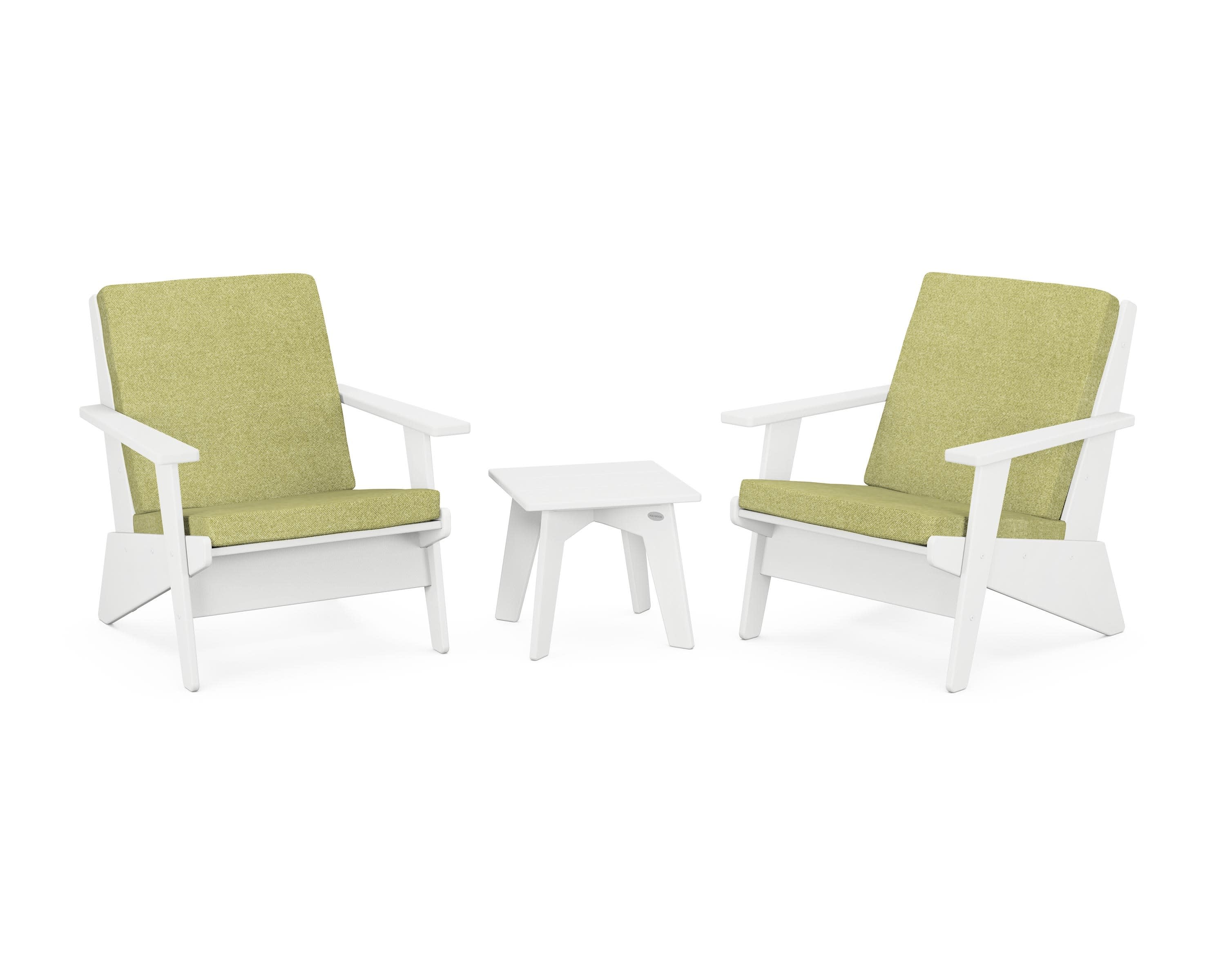 Riviera Modern Lounge 3-Piece Set in White / Chartreuse Boucle