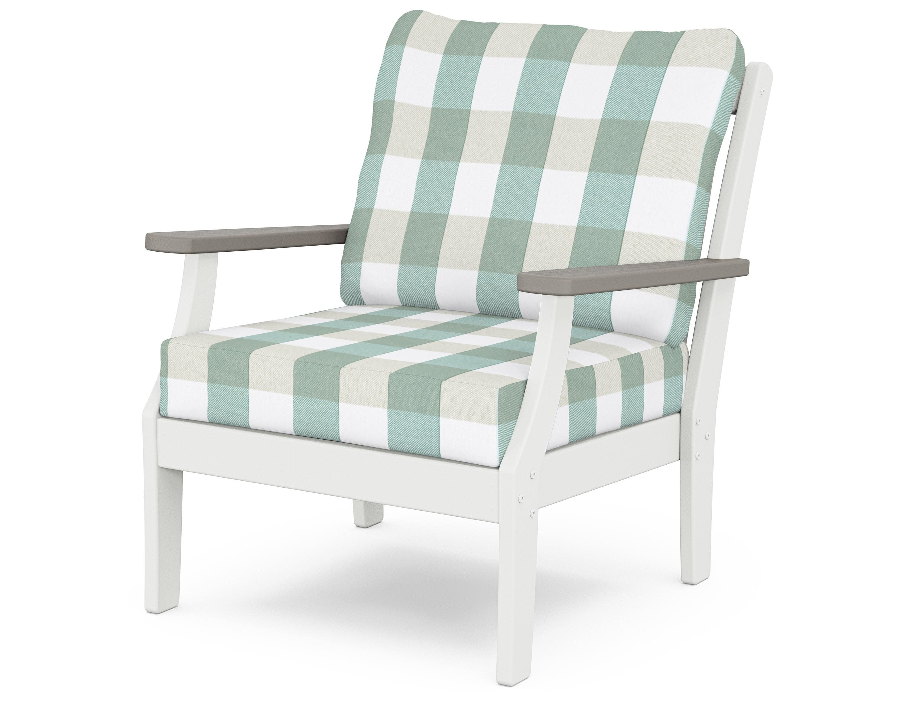 Braxton Deep Seating Chair in White / Driftwood / Buffalo Plaid Glacier Spa