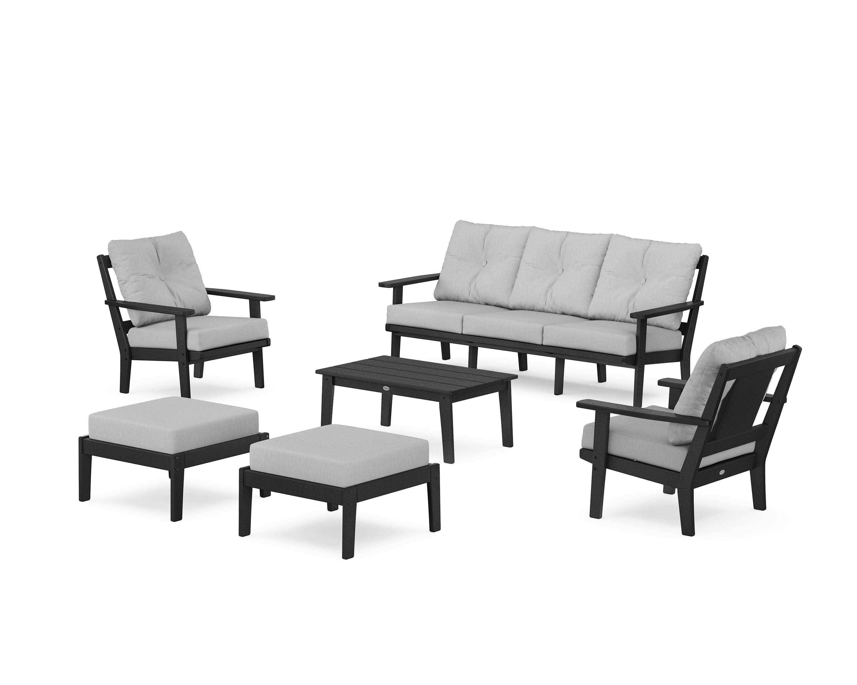 Prairie 6-Piece Lounge Sofa Set in Black / Granite