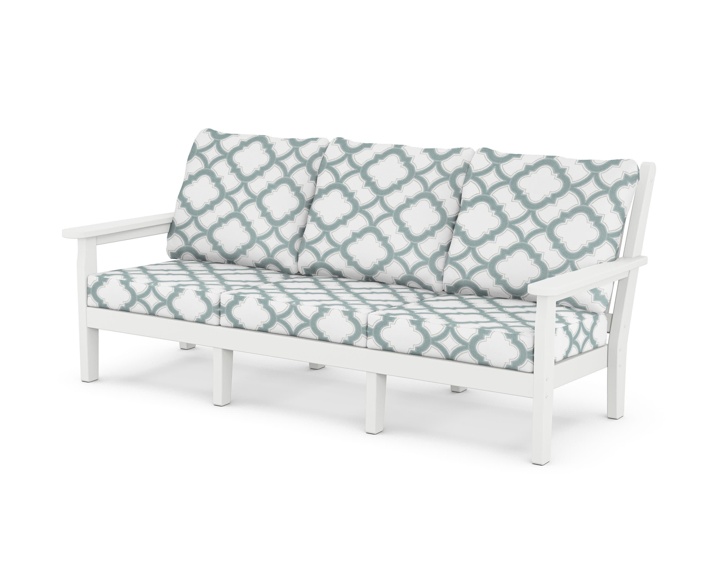 Chippendale Deep Seating Sofa in White / Trellis Glacier Spa