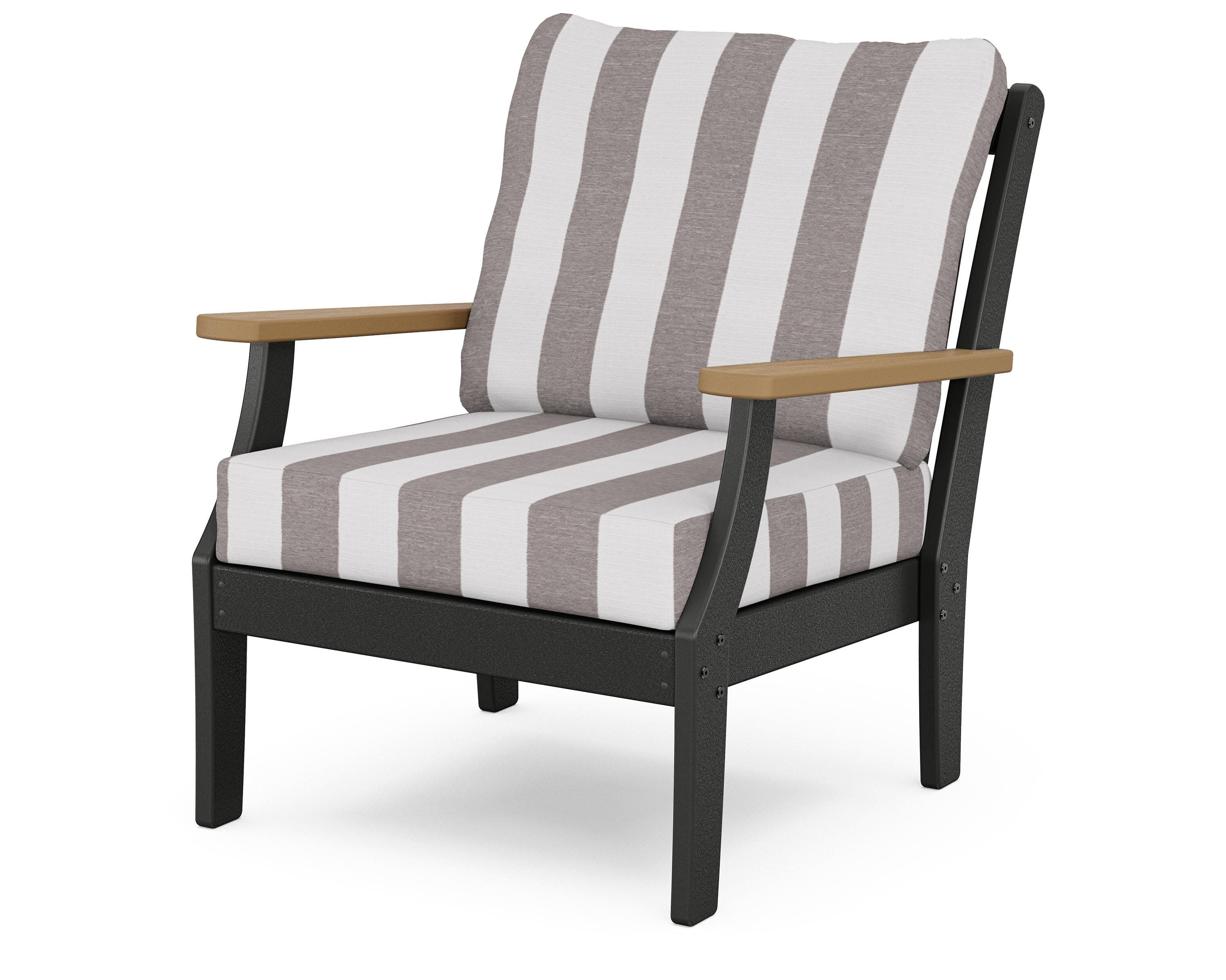 Braxton Deep Seating Chair in Black / Natural / Cabana Stripe Grey Mist