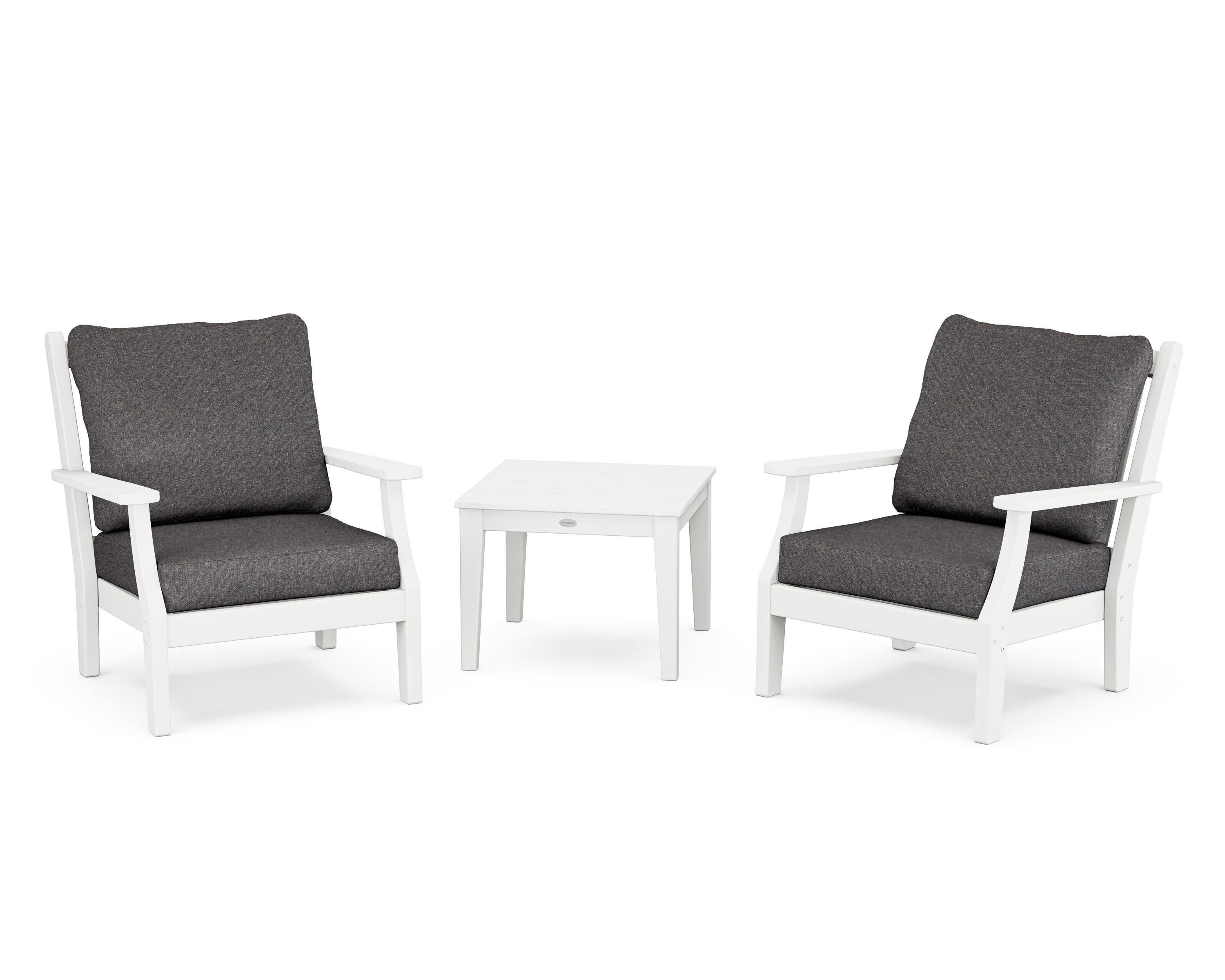 Wovendale 3-Piece Deep Seating Set in White / Ash Charcoal