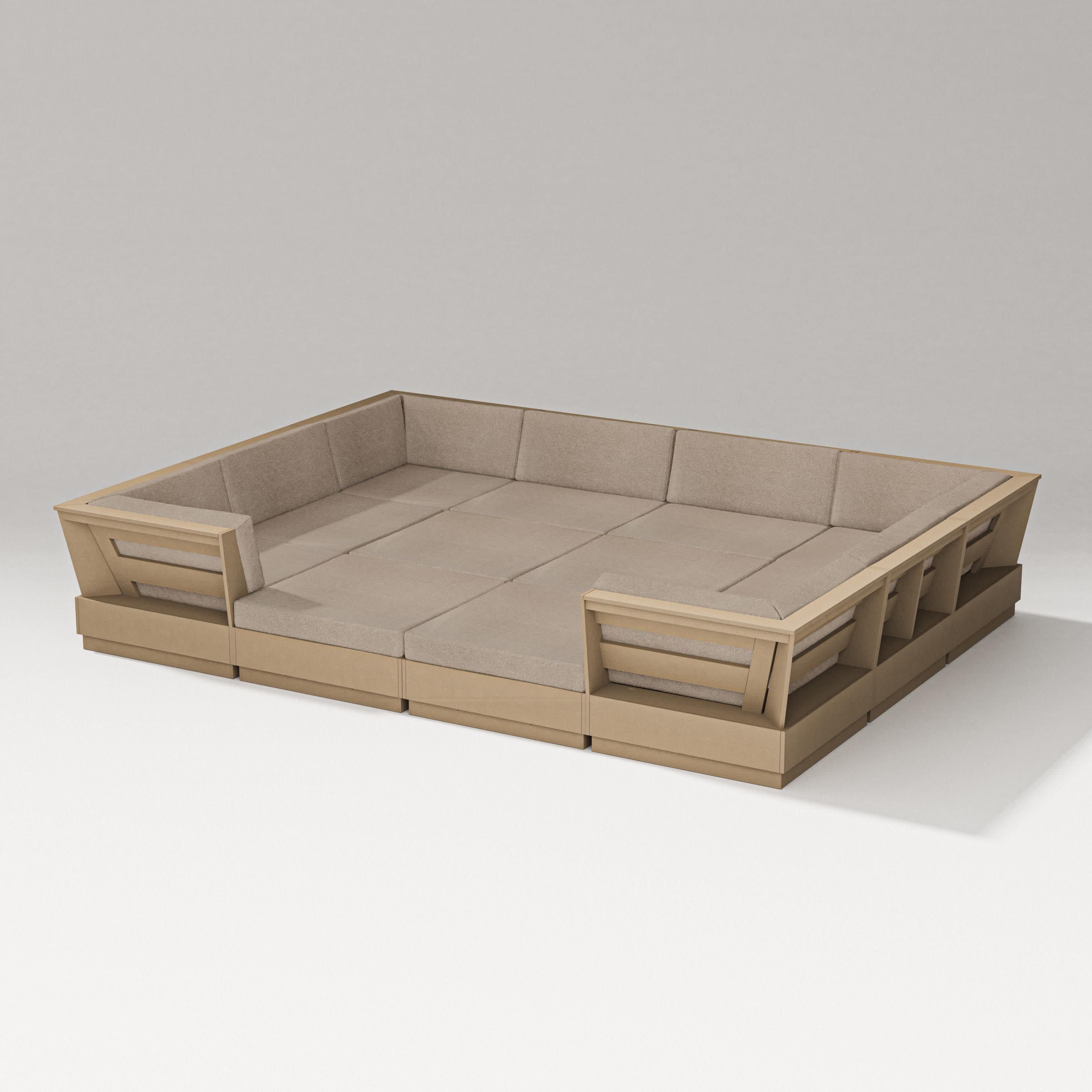 Elevate 12-Piece Pit Sectional in Vintage Sahara / Spiced Burlap