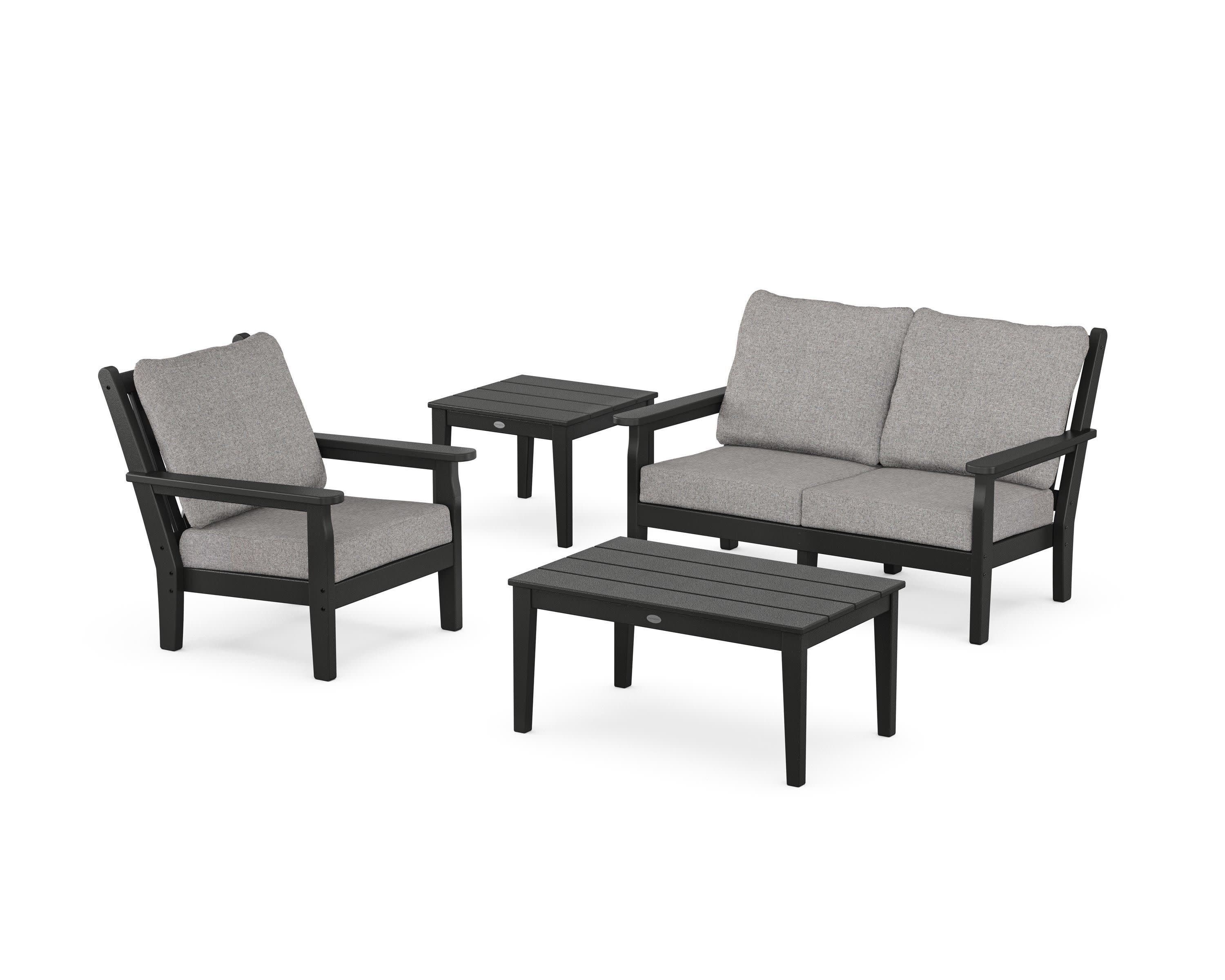 Chippendale 4-Piece Deep Seating Set in Black / Grey Mist