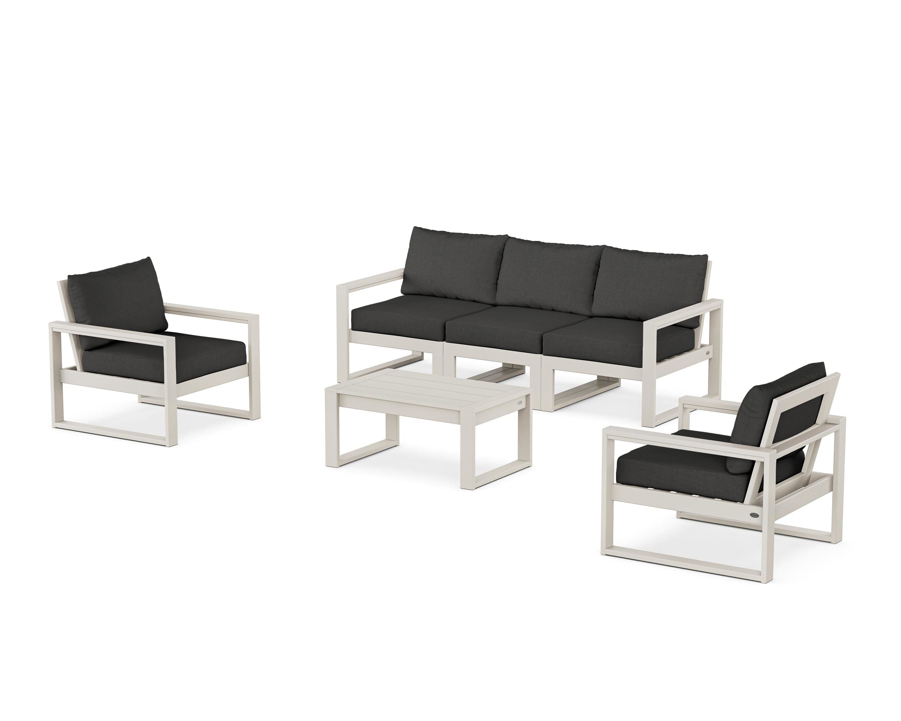 EDGE Sectional 4-Piece Deep Seating Set with Sofa in Sand / Spectrum Carbon