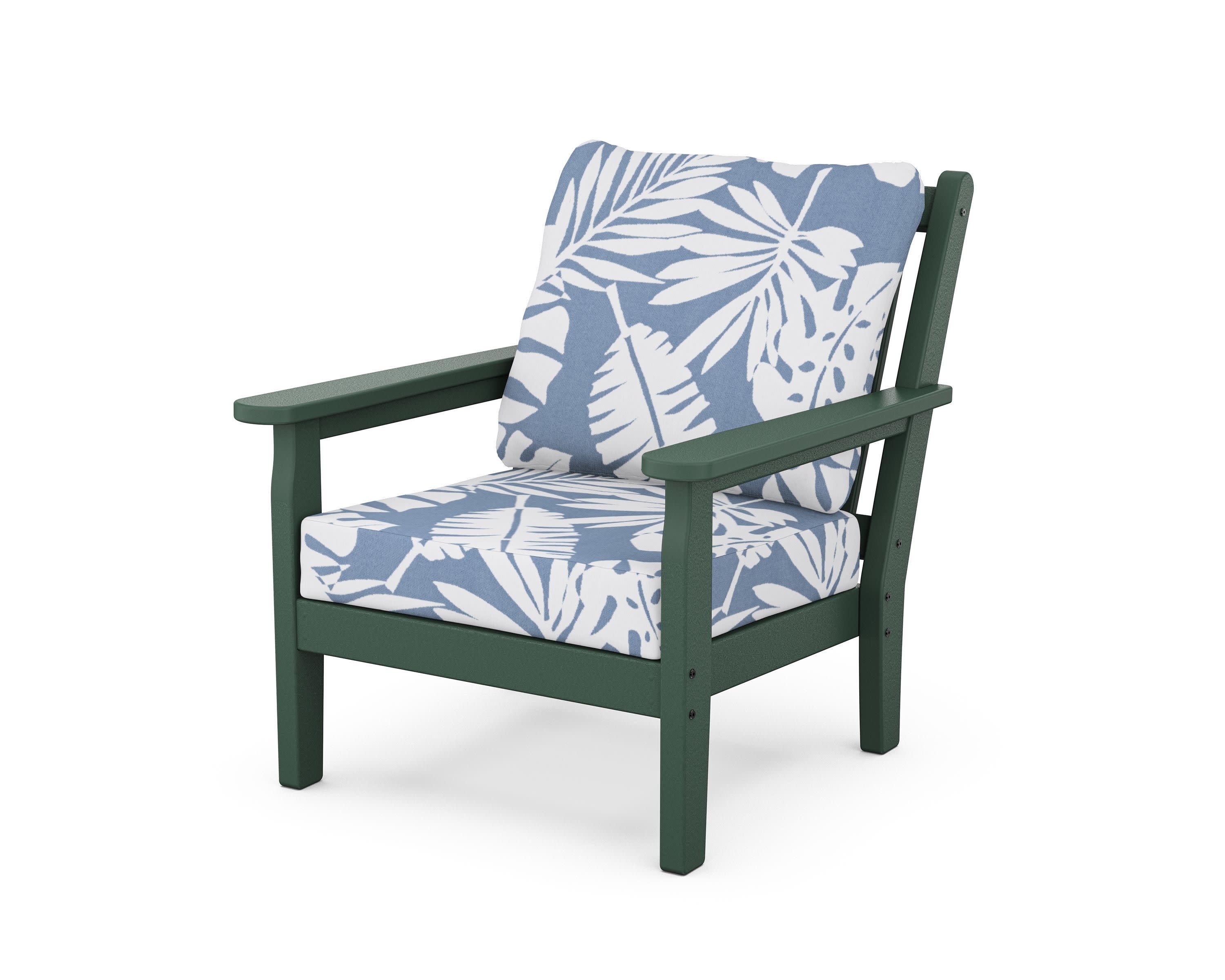 Chippendale Deep Seating Chair in Green / Leaf Sky Blue