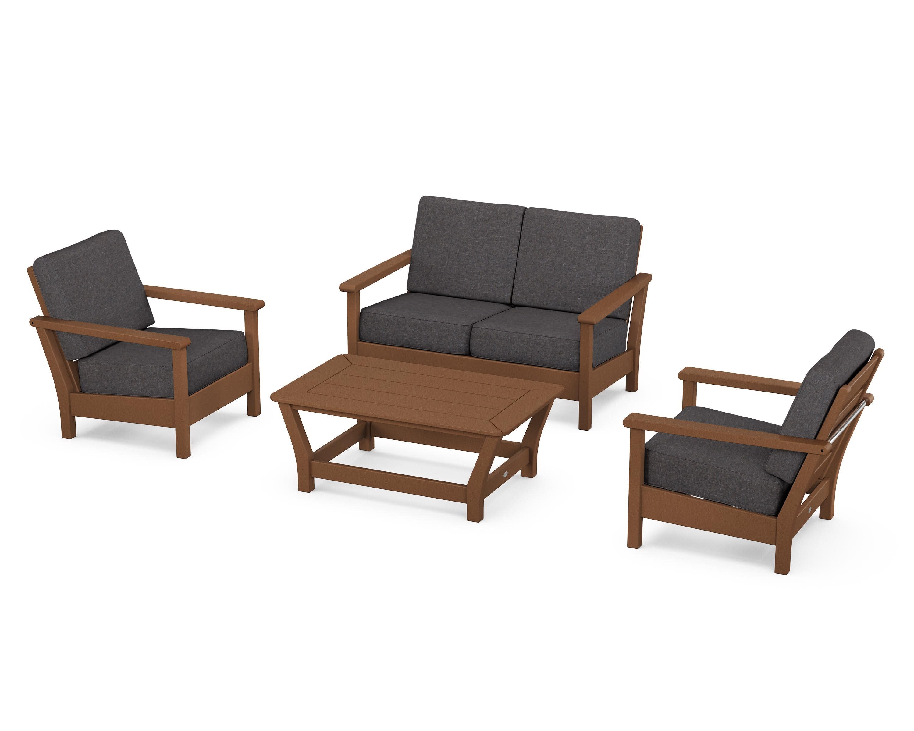 Harbour 4-Piece Deep Seating Set in Teak / Ash Charcoal
