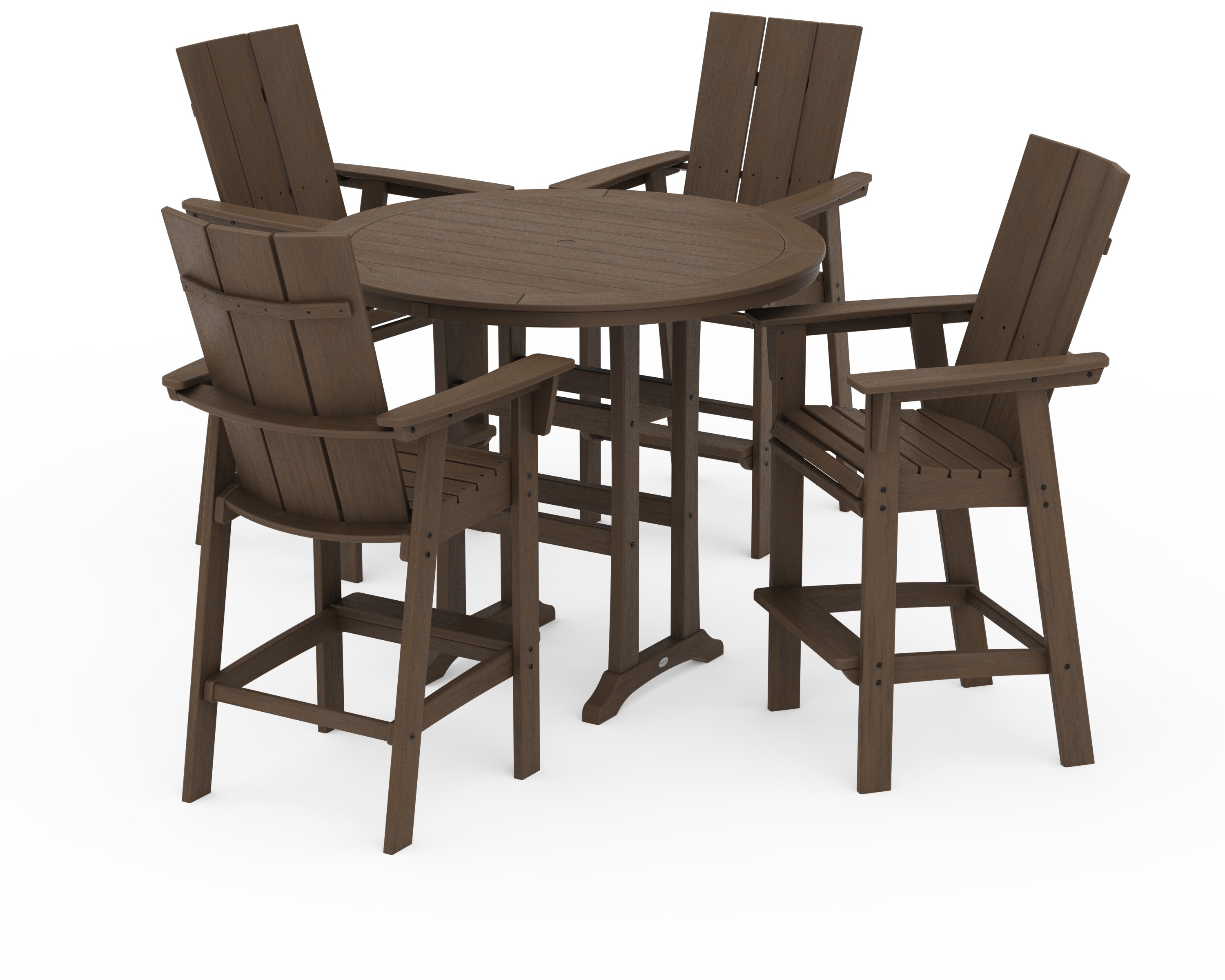 Modern Curveback Adirondack 5-Piece Nautical Trestle Bar Set in Kona