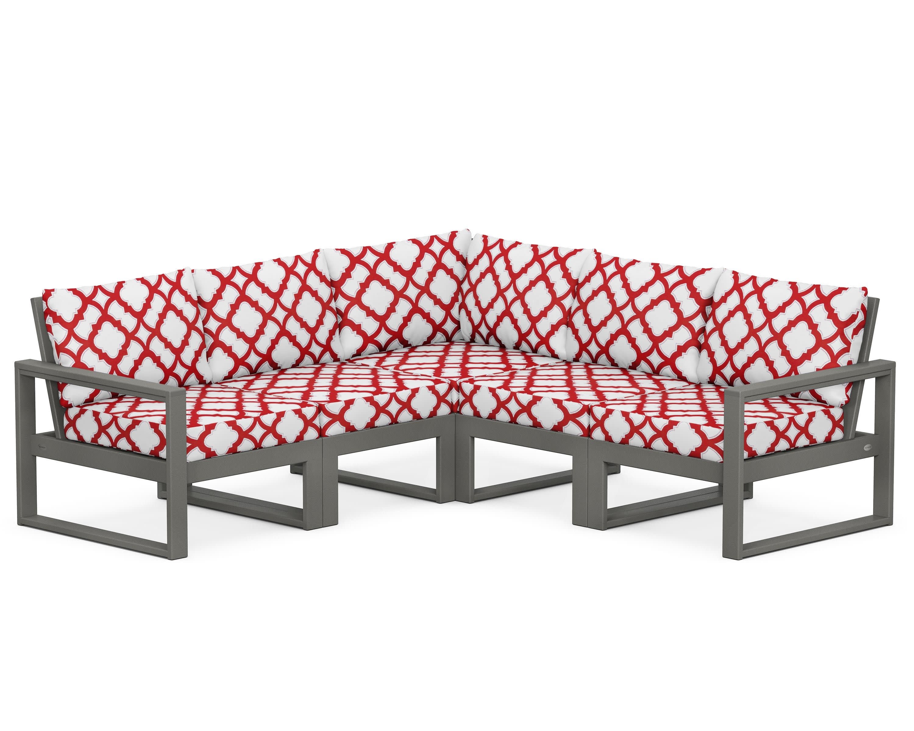 EDGE 5-Piece Modular Deep Seating Set in Slate Grey / Trellis Crimson