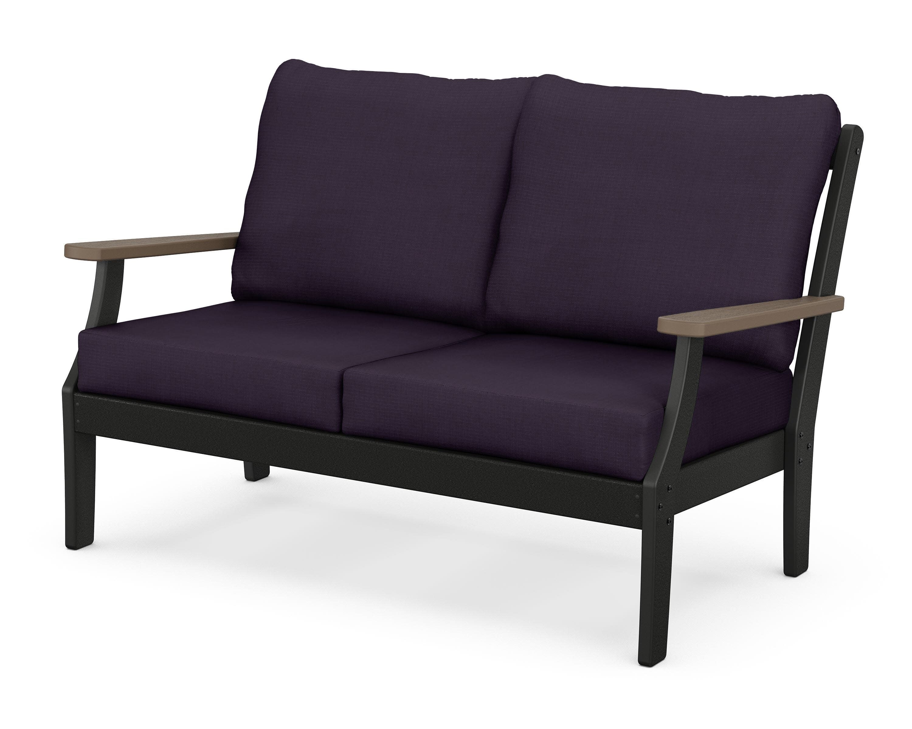 Braxton Deep Seating Loveseat in Black / Kona / Navy Linen