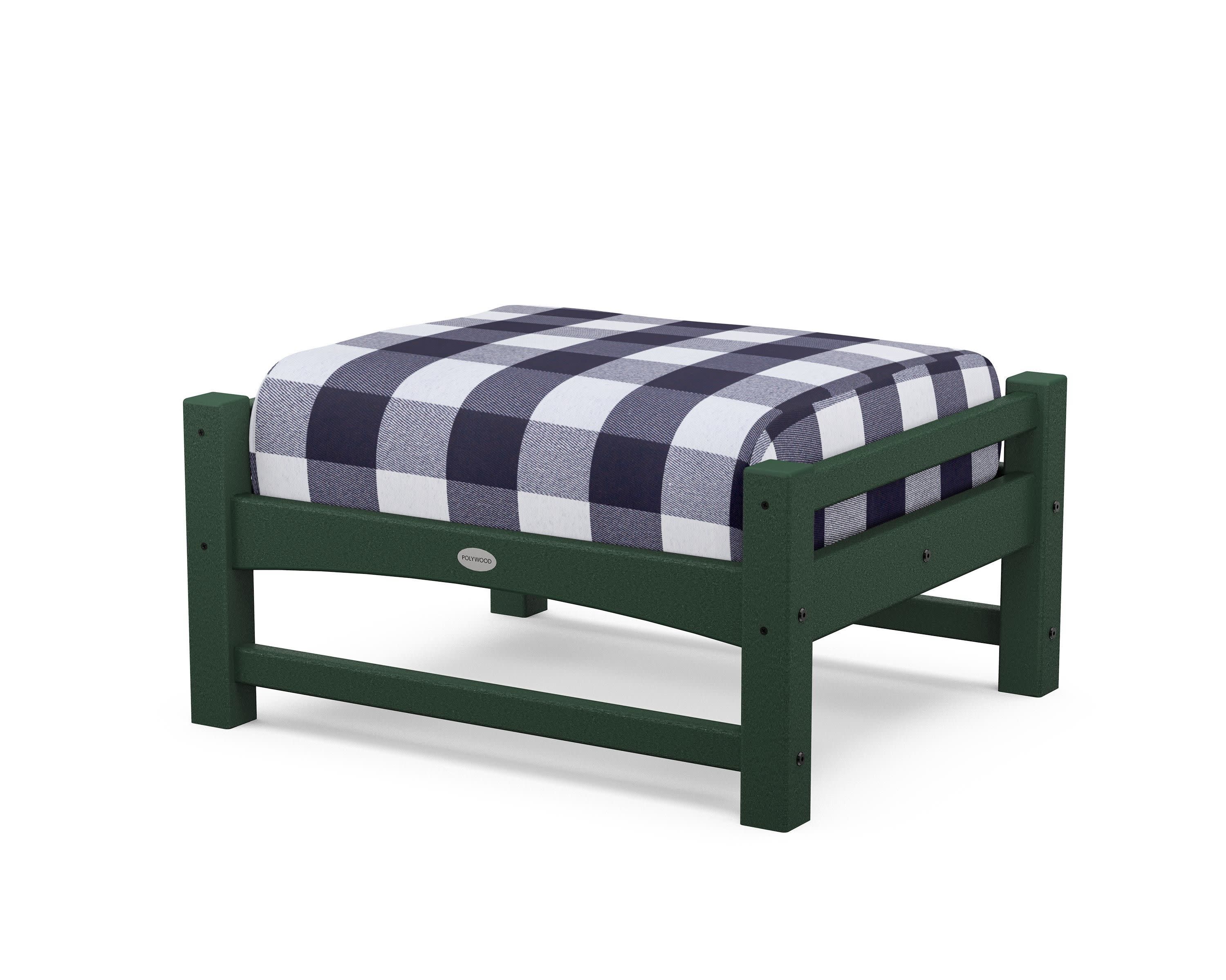 Club Ottoman in Green / Buffalo Plaid Navy