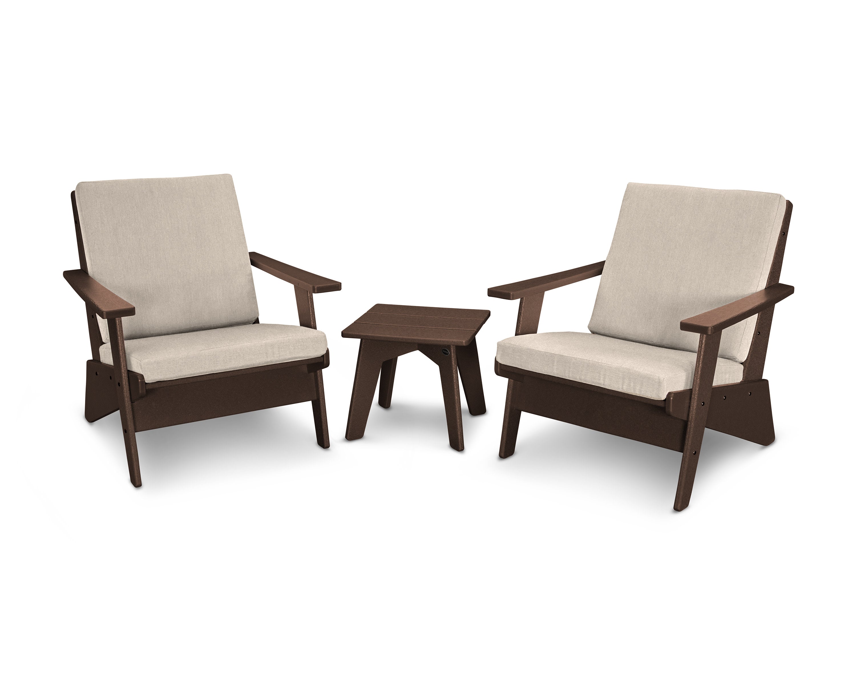 Riviera Modern Lounge 3-Piece Set in Mahogany / Cast Ash