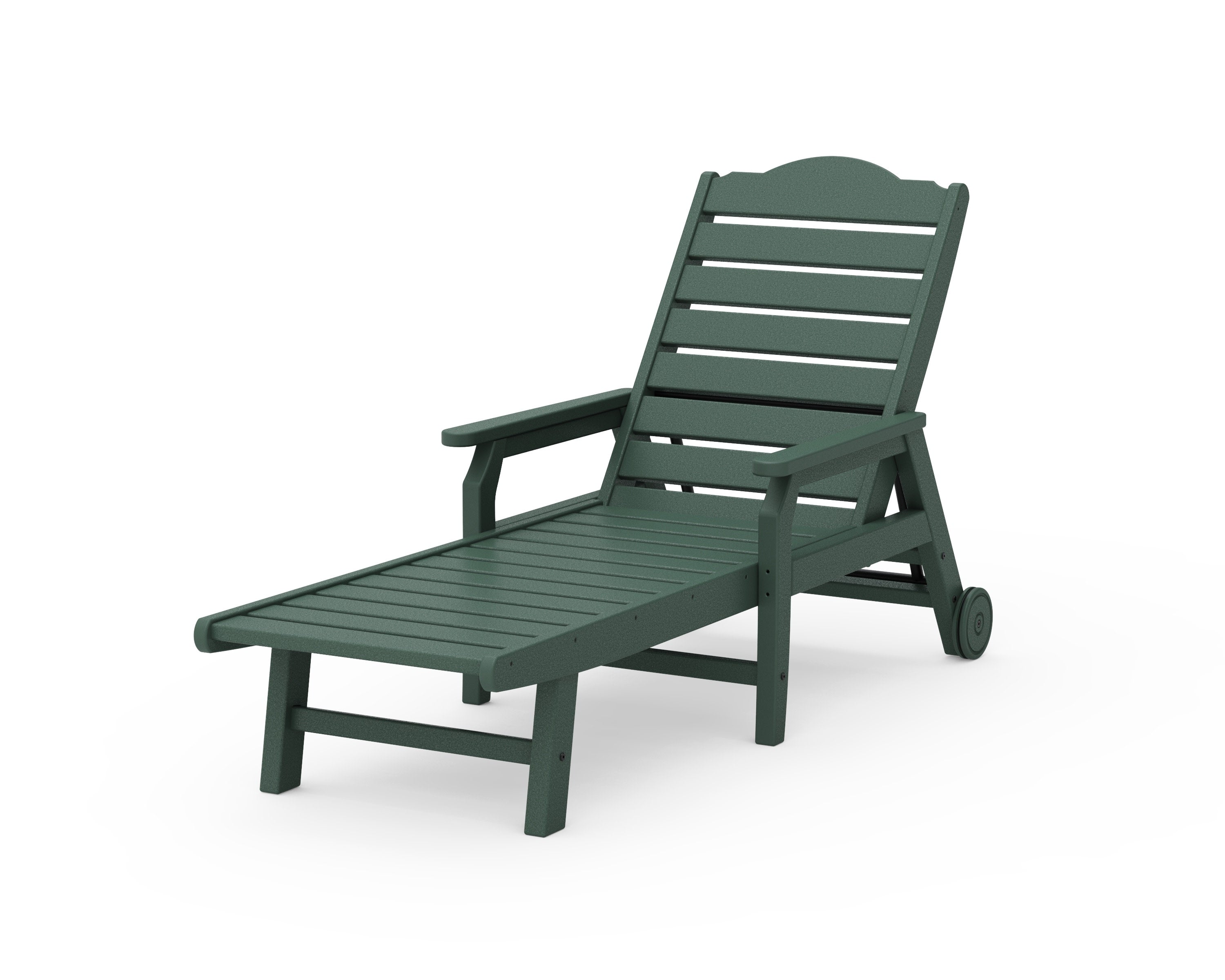 Savannah Chaise with Arms and Wheels in Green
