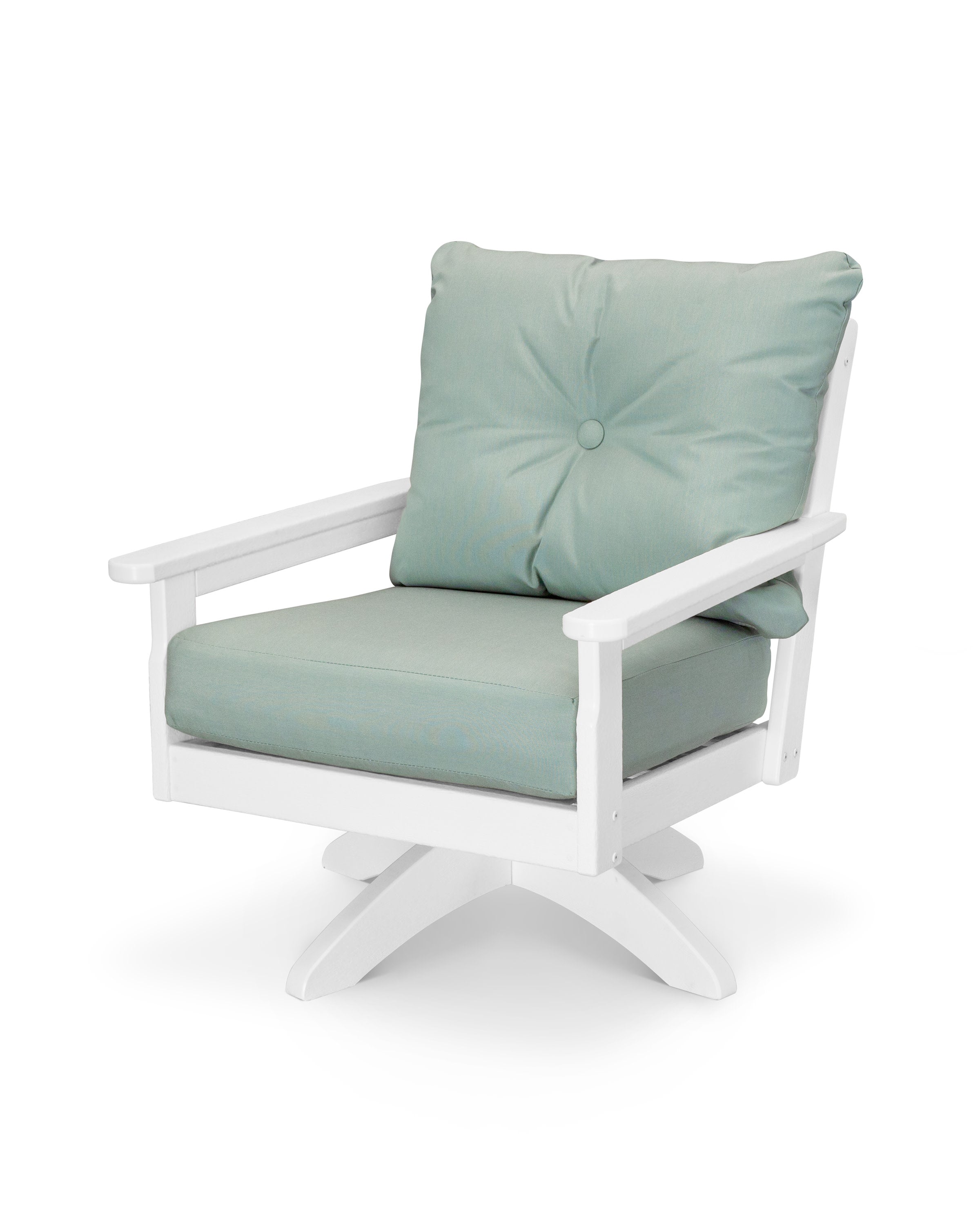 Vineyard Deep Seating Swivel Chair in White / Spa