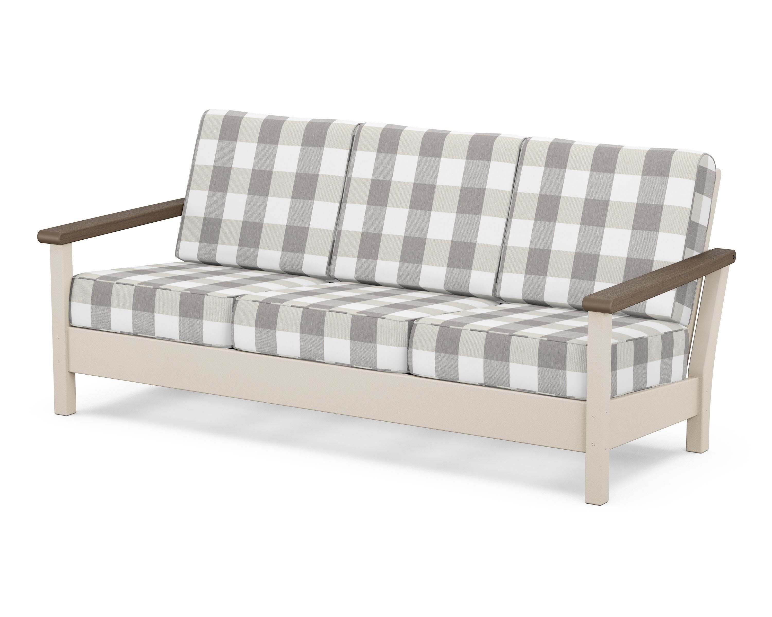 Harbour Deep Seating Sofa in Sand / Kona / Buffalo Plaid Grey Mist
