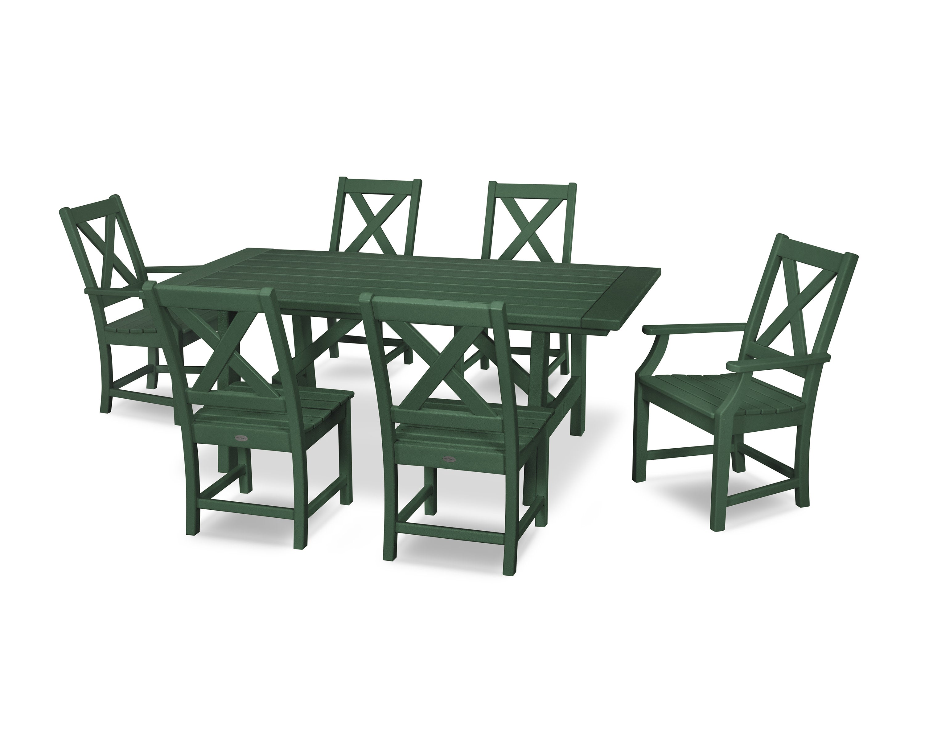 Braxton 7-Piece Rustic Farmhouse Dining Set in Green