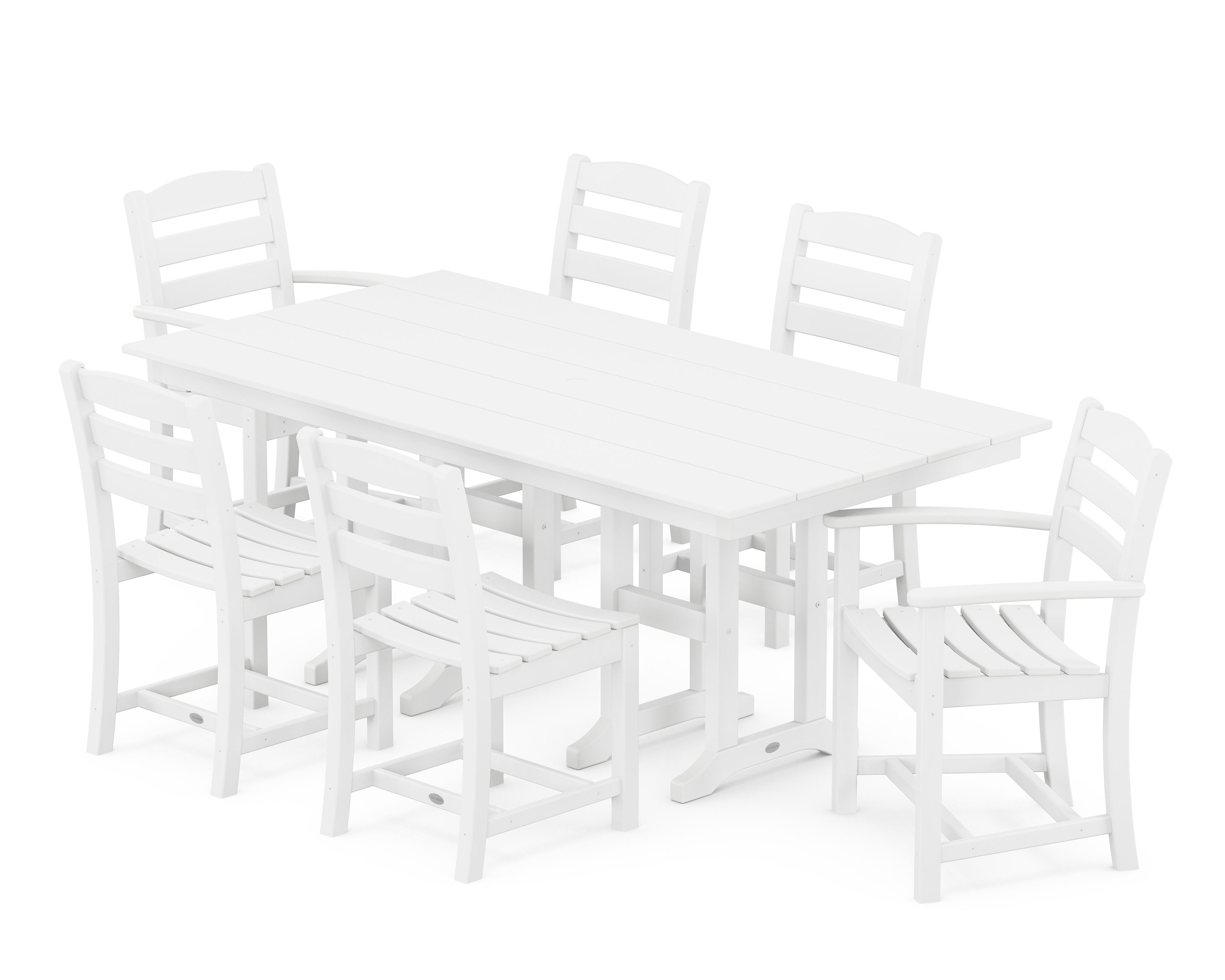 La Casa Caf 7-Piece Farmhouse Dining Set in White