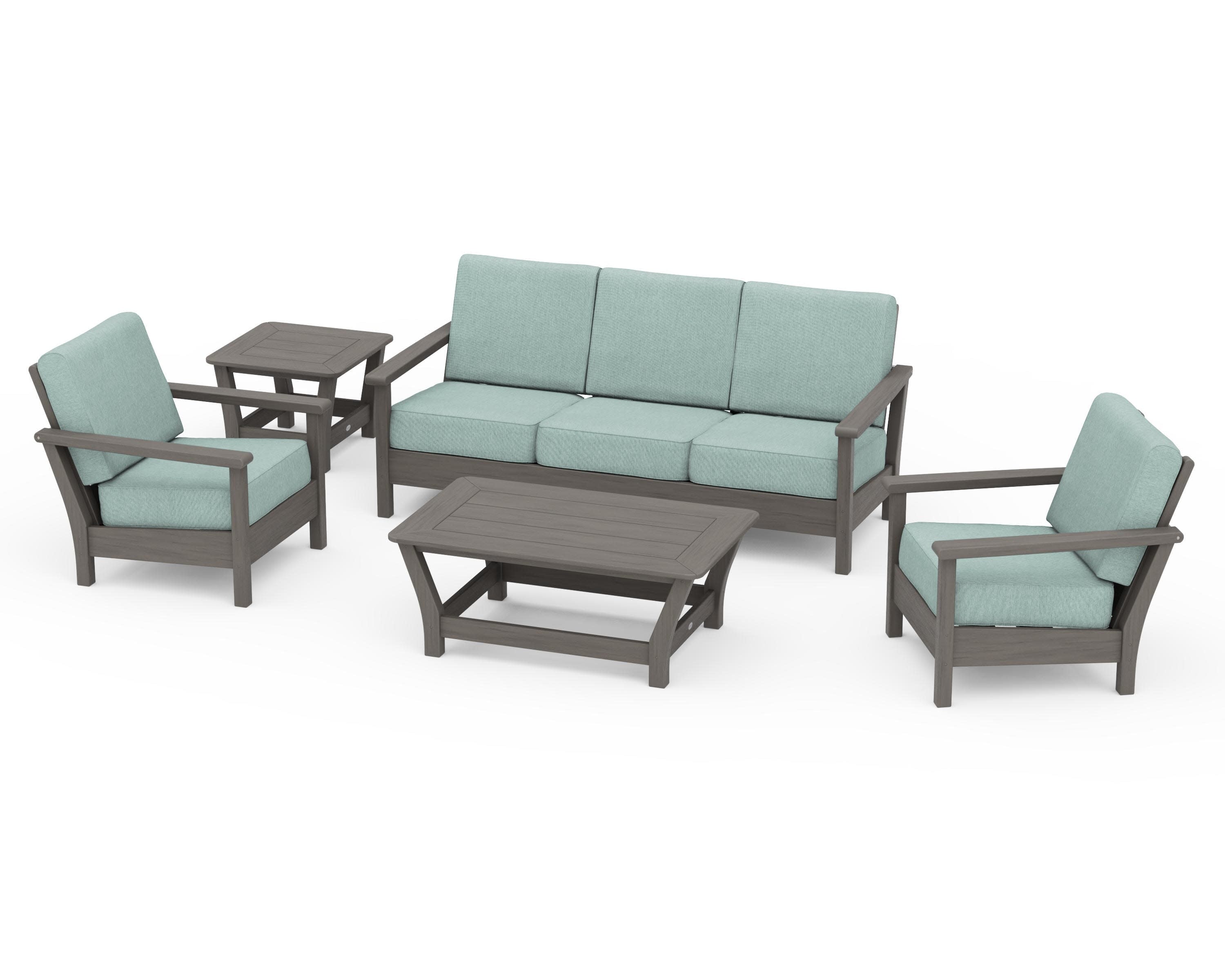 Harbour 5-Piece Deep Seating Set in Driftwood / Glacier Spa