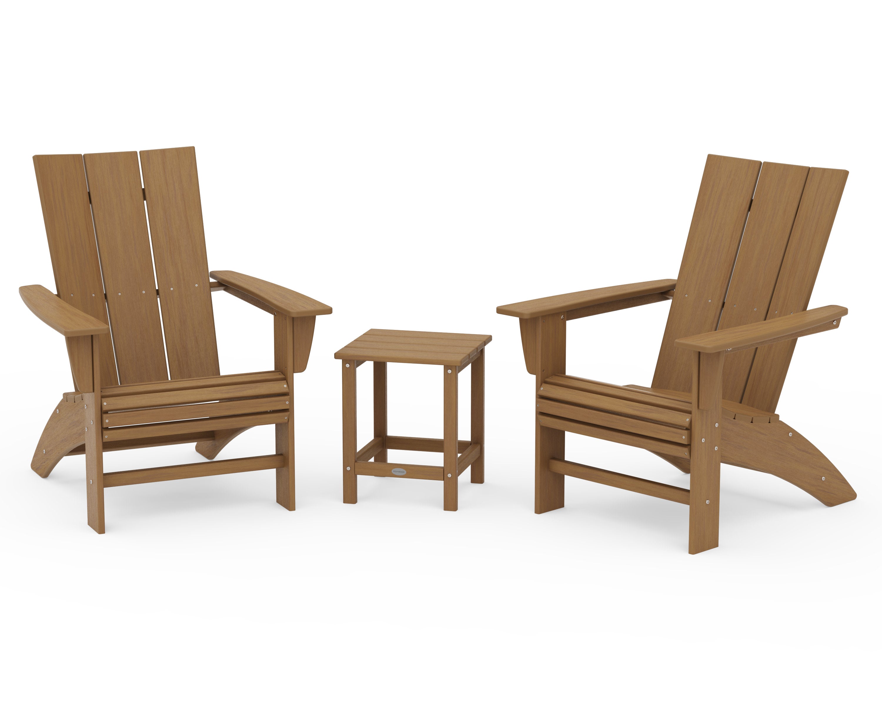 Modern 3-Piece Curveback Adirondack Set with Long Island 18" Side Table in Natural
