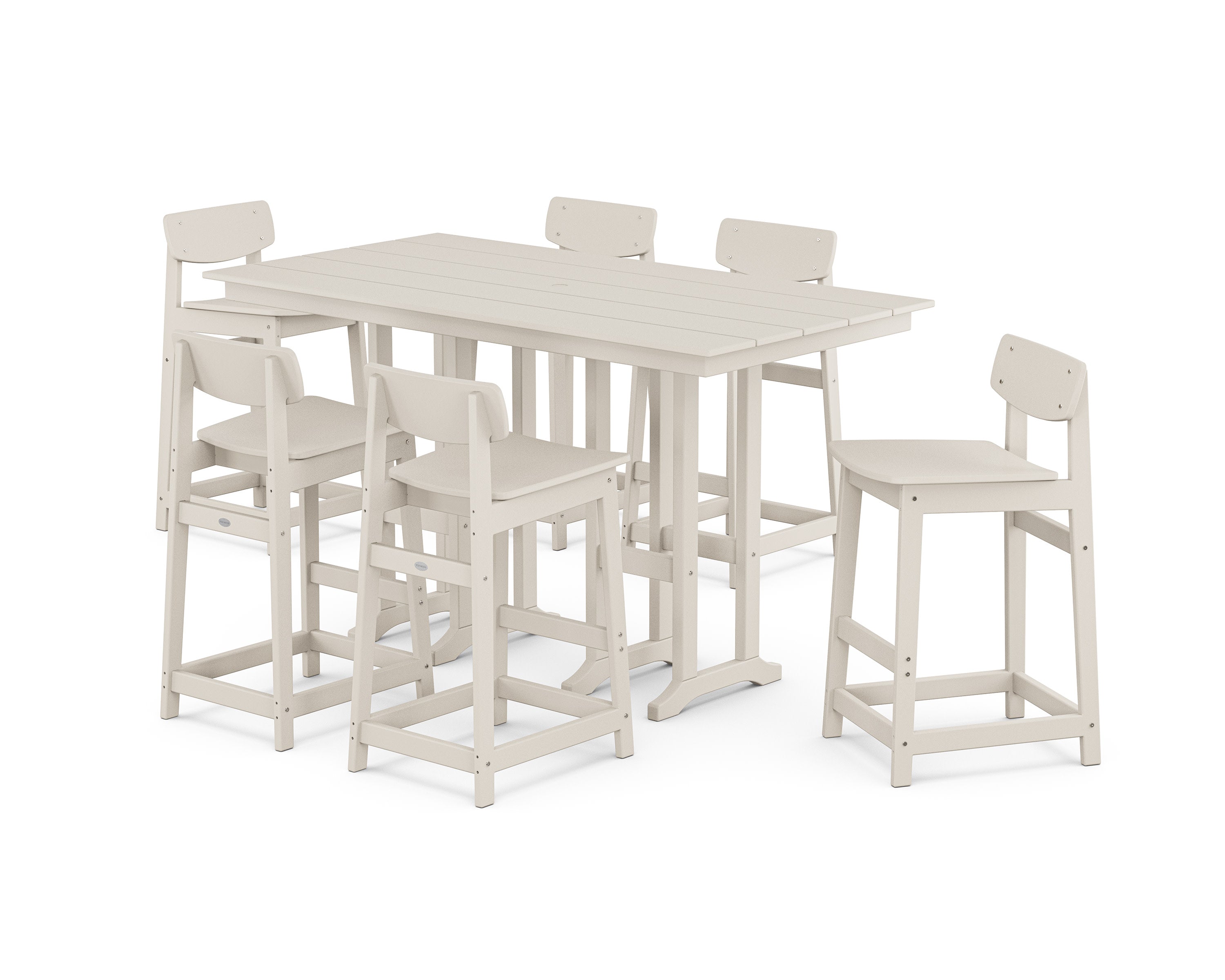 Modern Studio Urban Lowback Bar Chair 7-Piece Set in Sand