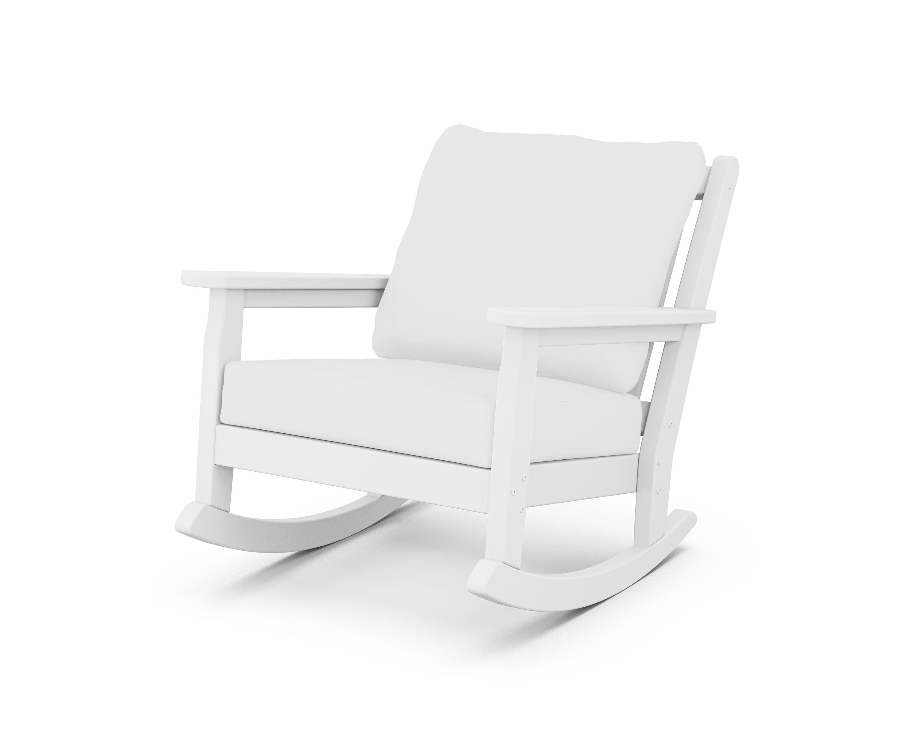 Chippendale Deep Seating Rocking Chair in White / Natural