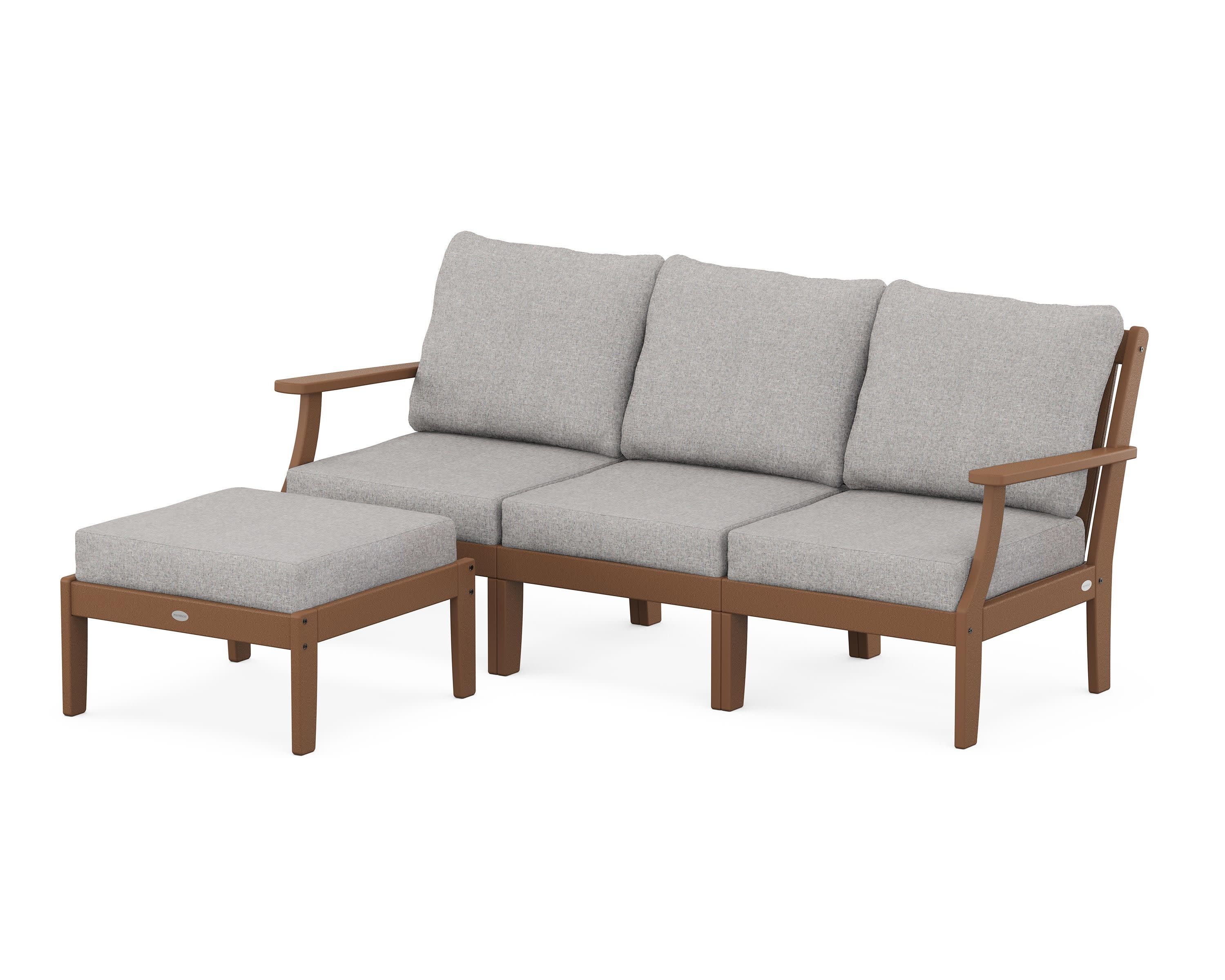 Braxton Modular 4-Piece Deep Seating Set with Ottoman in Teak / Grey Mist