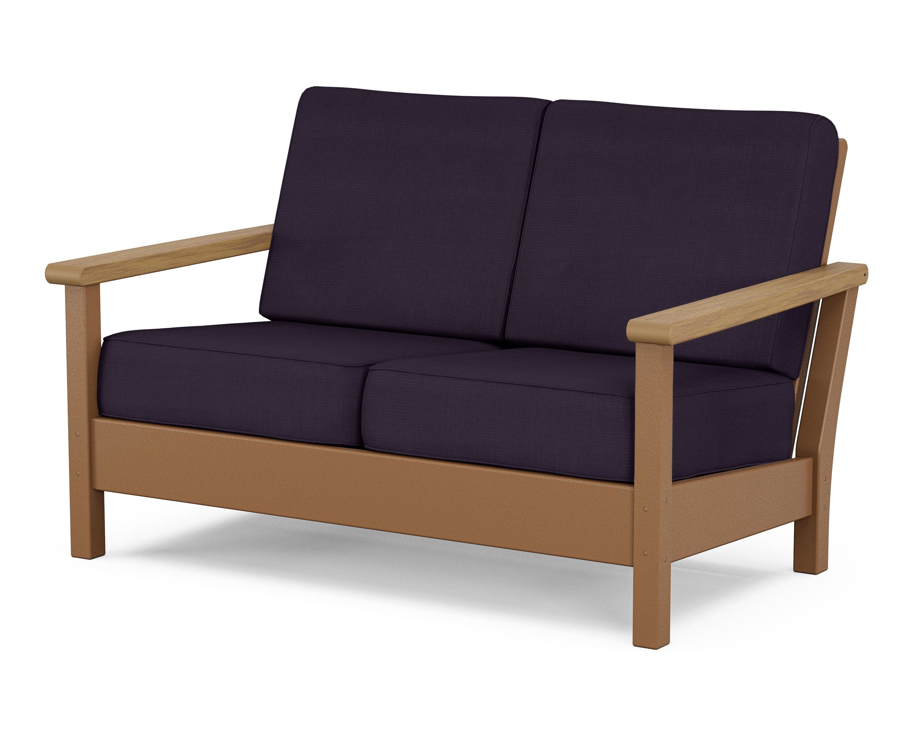 Harbour Deep Seating Loveseat in Teak / Natural / Navy Linen