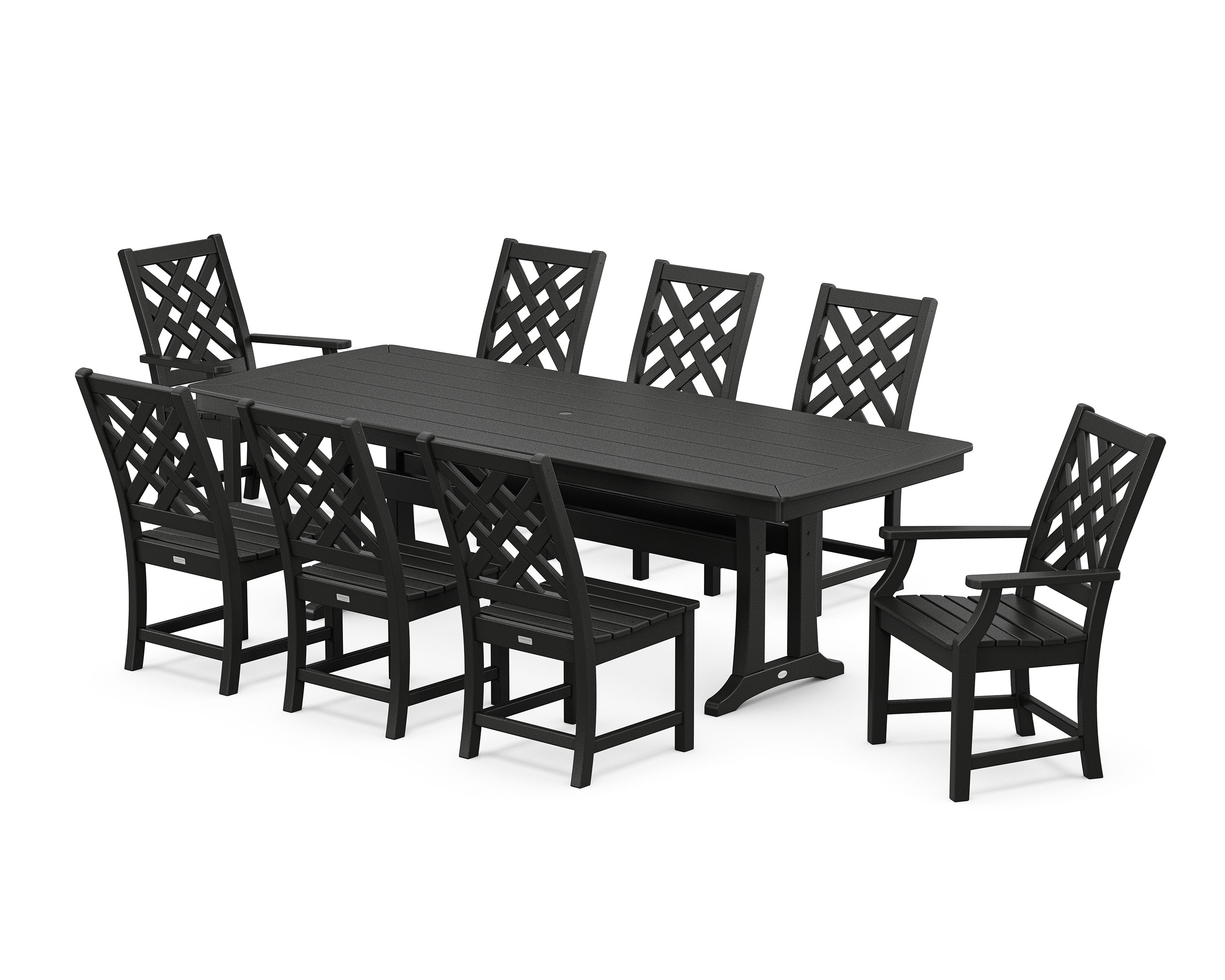 Wovendale 9-Piece Dining Set with Trestle Legs in Black