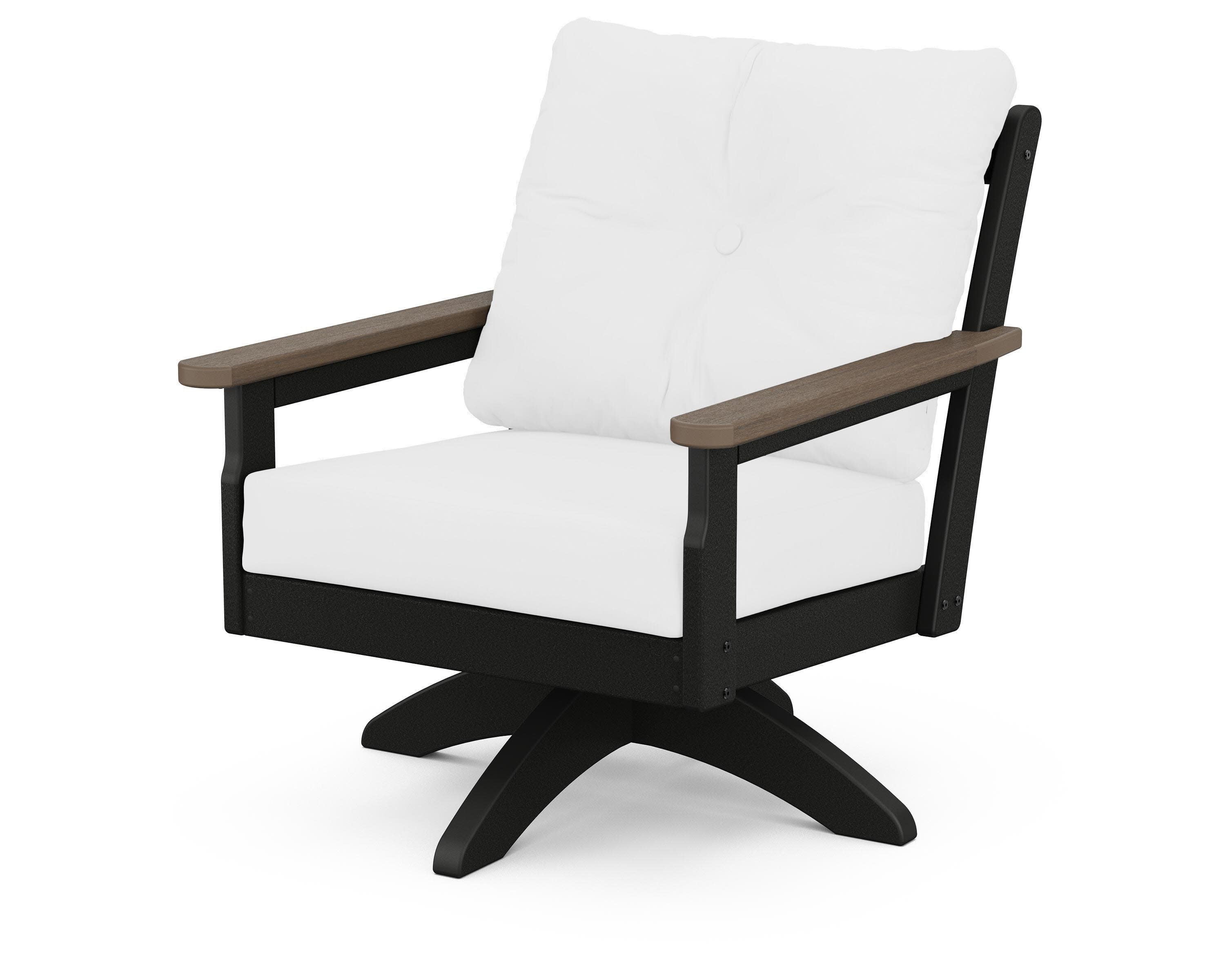 Vineyard Deep Seating Swivel Chair in Black / Kona / Natural