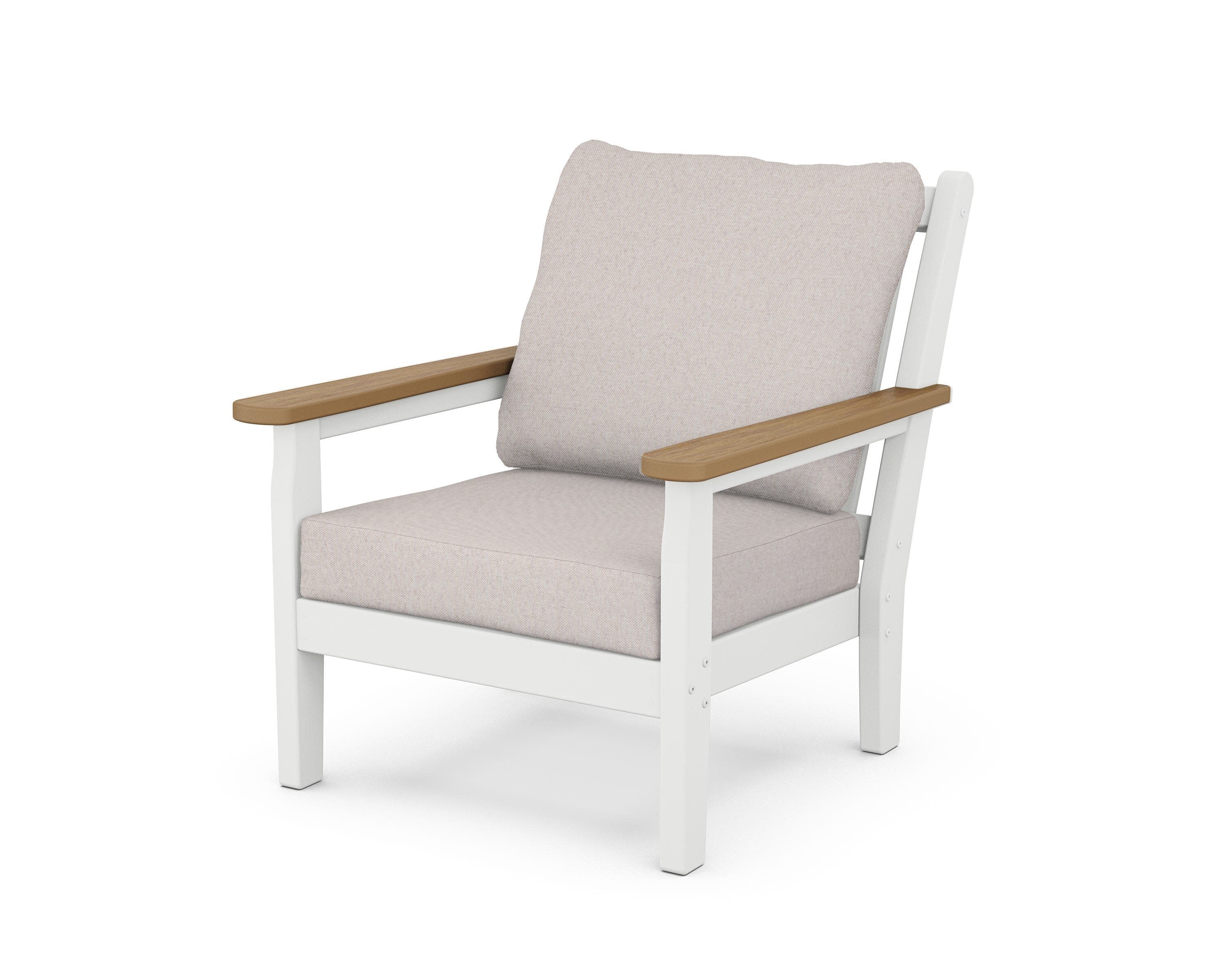 Chippendale Deep Seating Chair in White / Natural / Dune Burlap