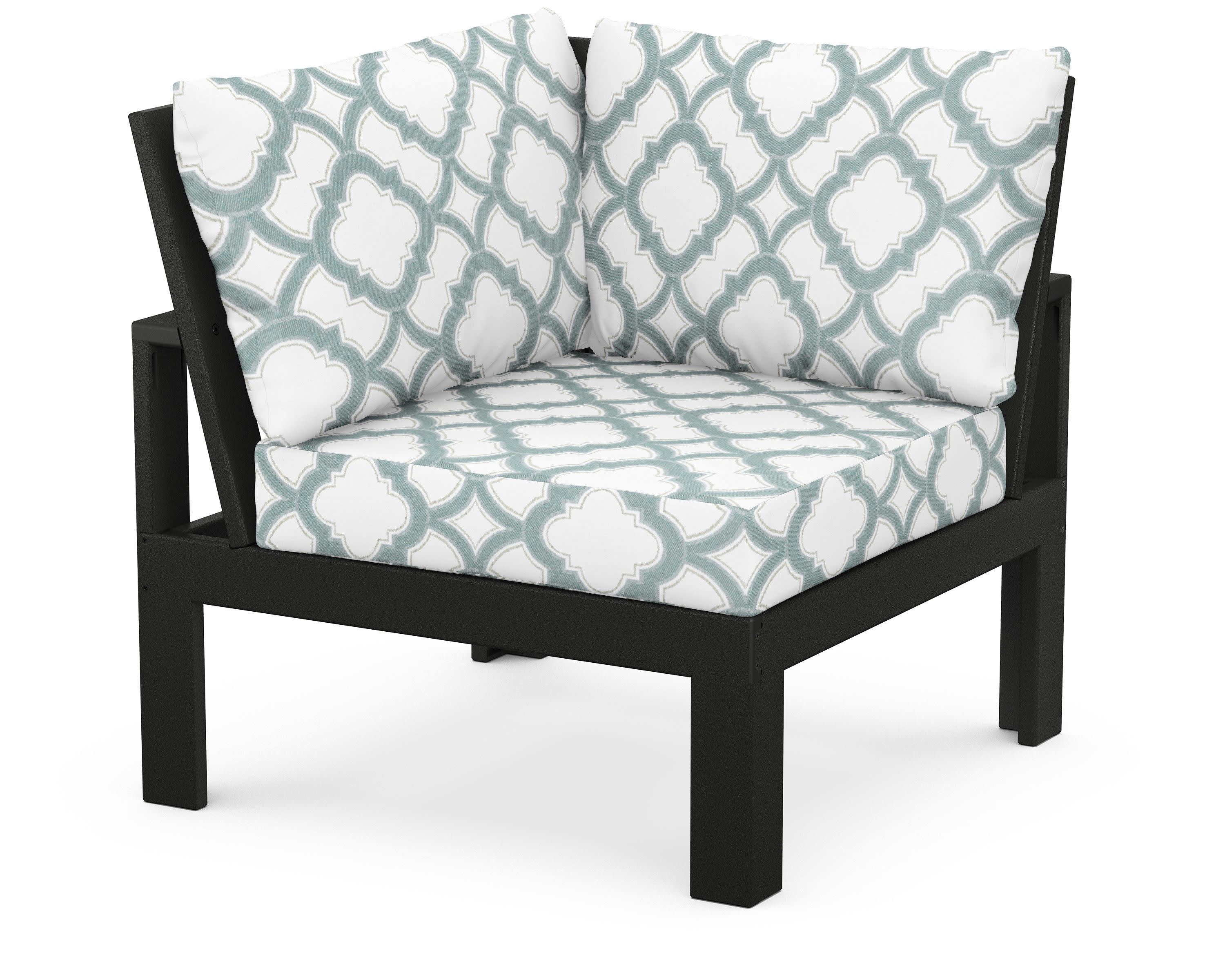 Modular Corner Chair in Black / Trellis Glacier Spa