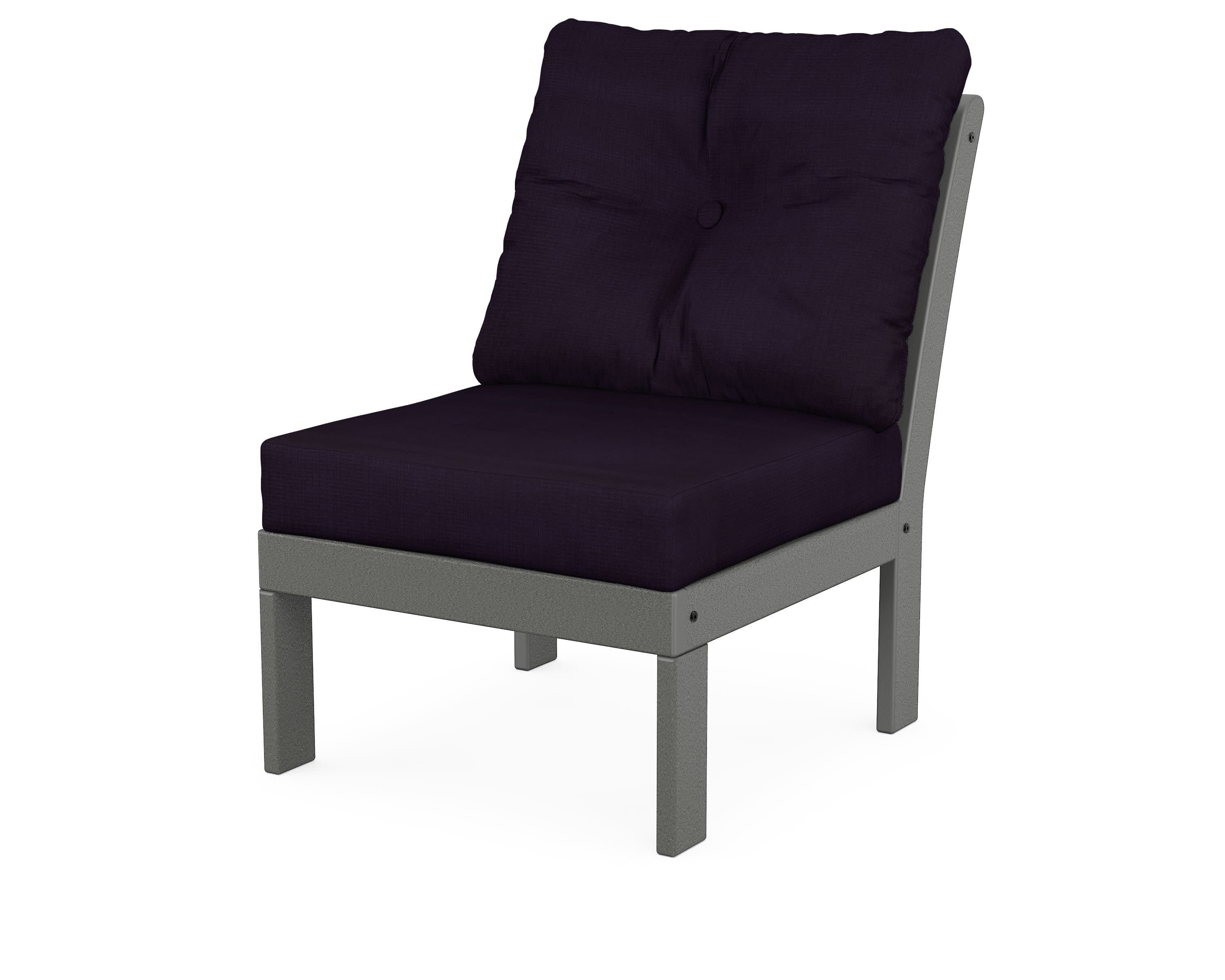 Vineyard Modular Armless Chair in Slate Grey / Navy Linen