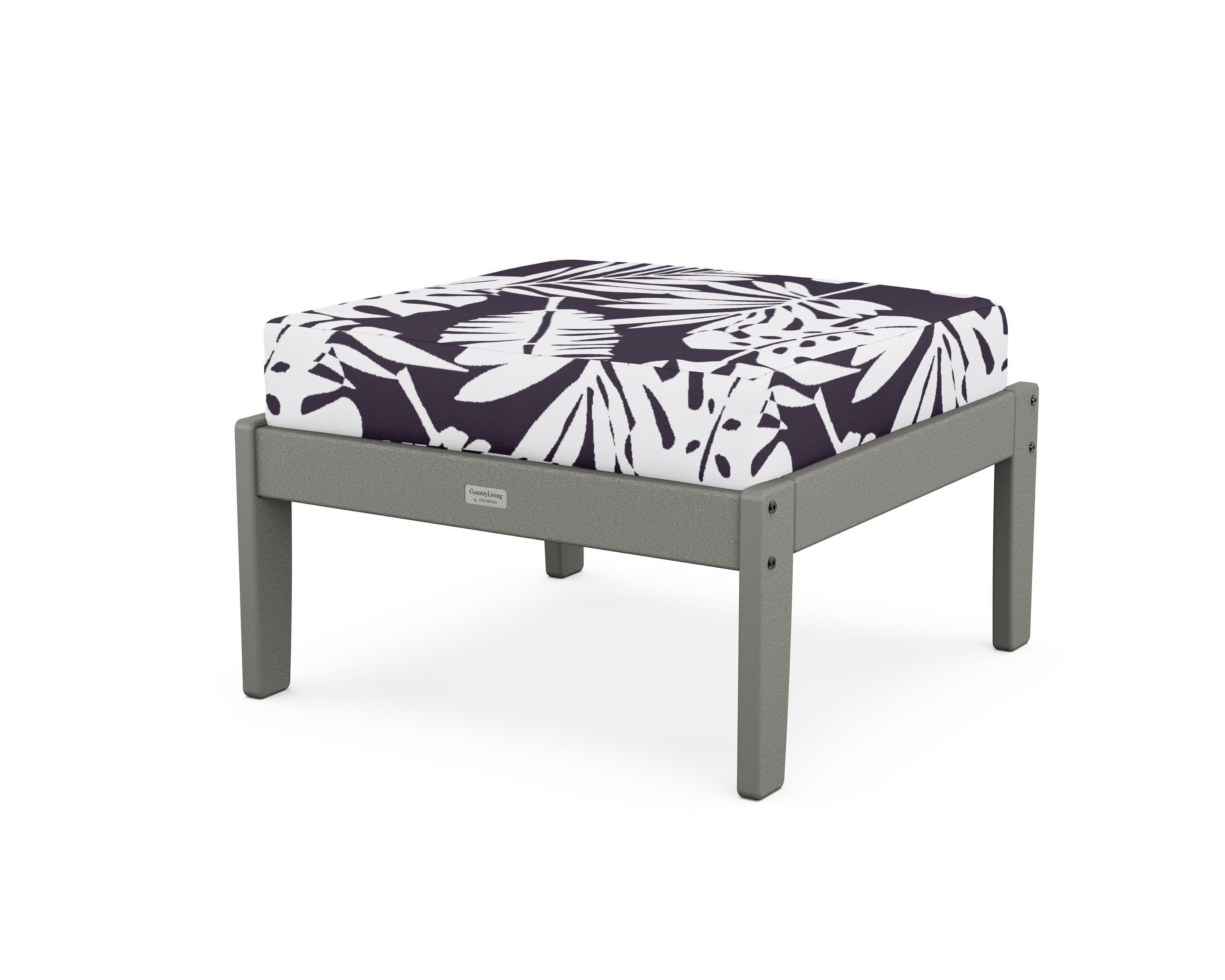 Cottage Deep Seating Ottoman in Slate Grey / Leaf Navy