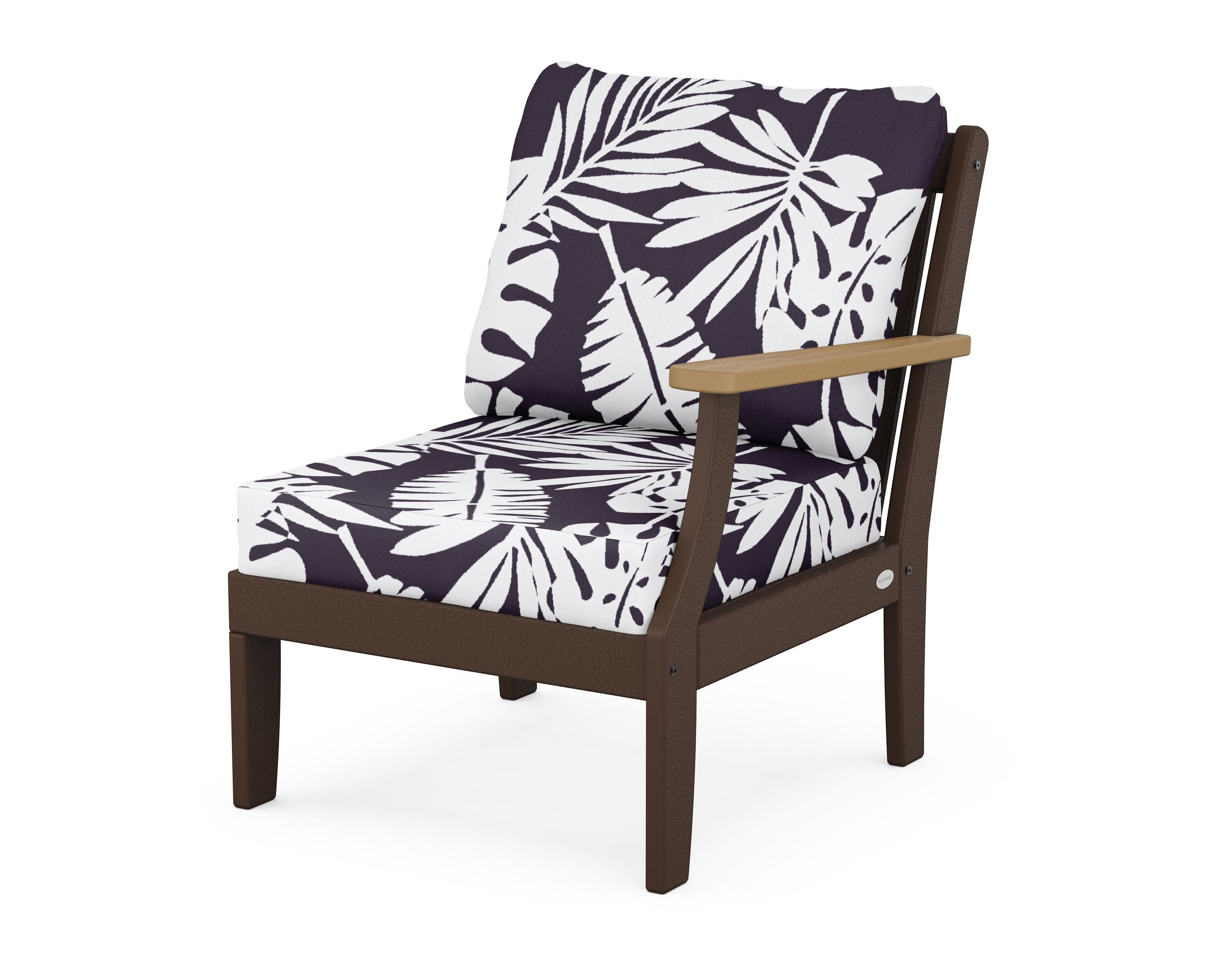 Braxton Modular Right Arm Chair in Mahogany / Natural / Leaf Navy