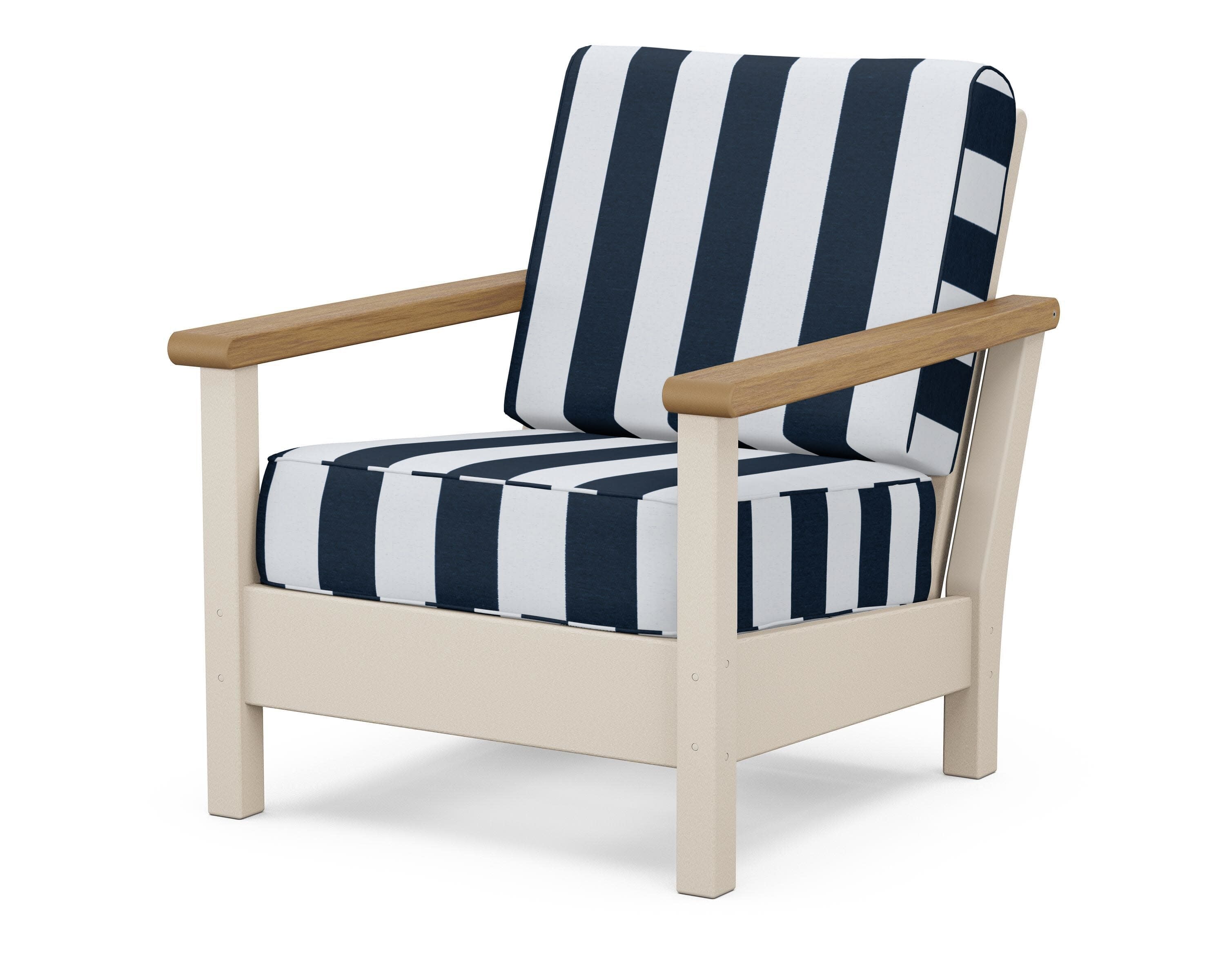 Harbour Deep Seating Chair in Sand / Natural / Cabana Stripe Marine Indigo