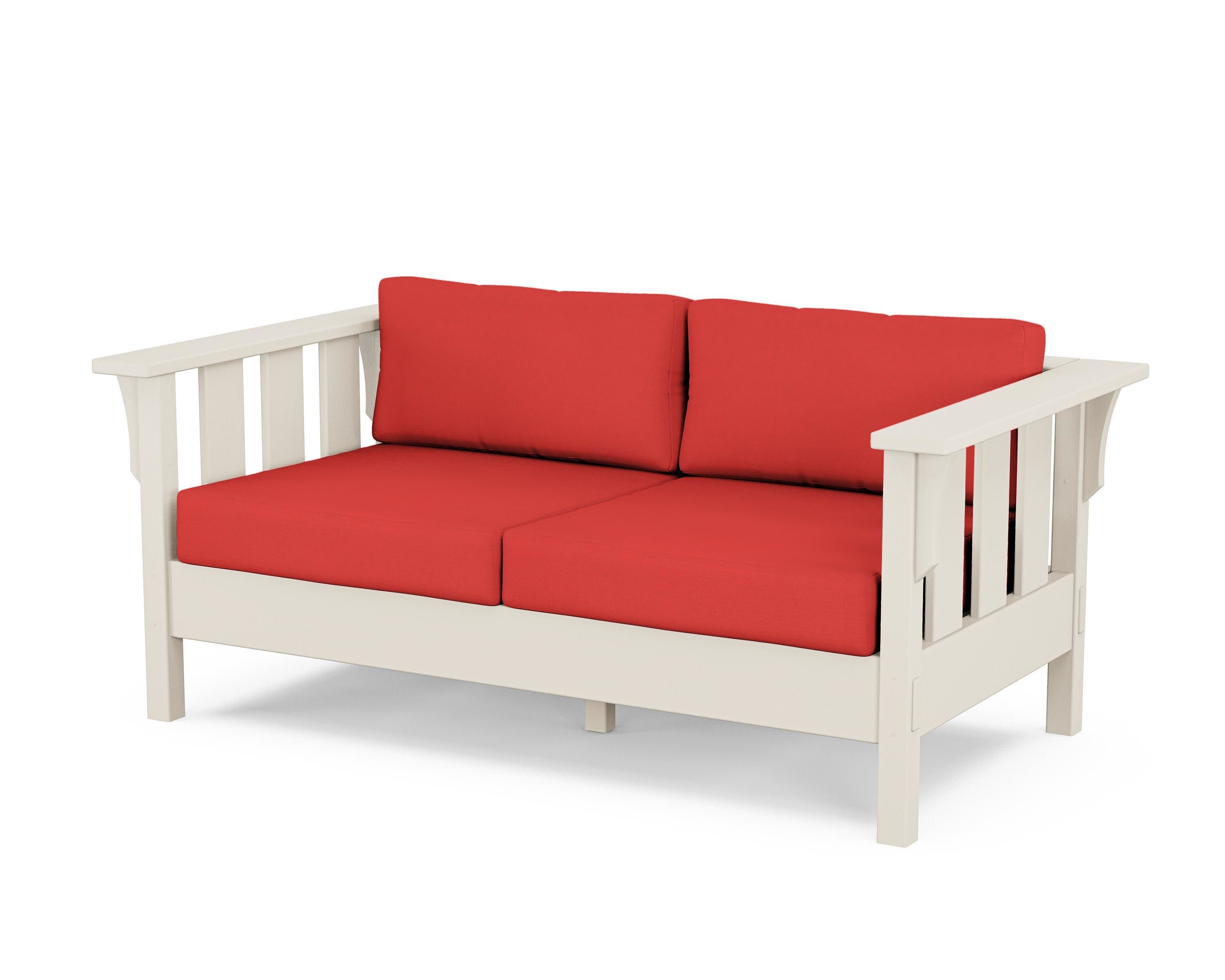 Acadia Deep Seating Loveseat in Sand / Crimson Linen