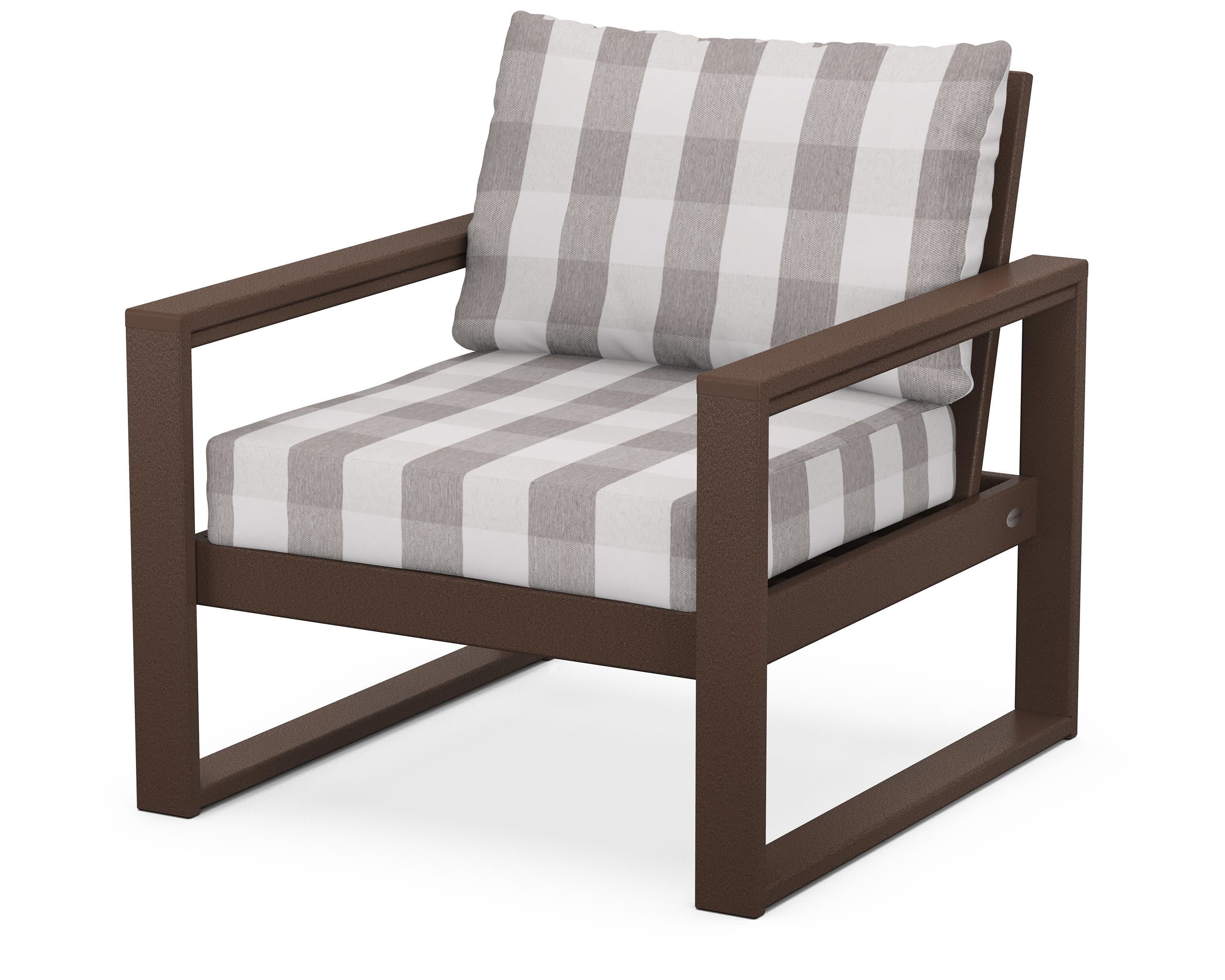 EDGE Club Chair in Mahogany / Buffalo Plaid Grey Mist