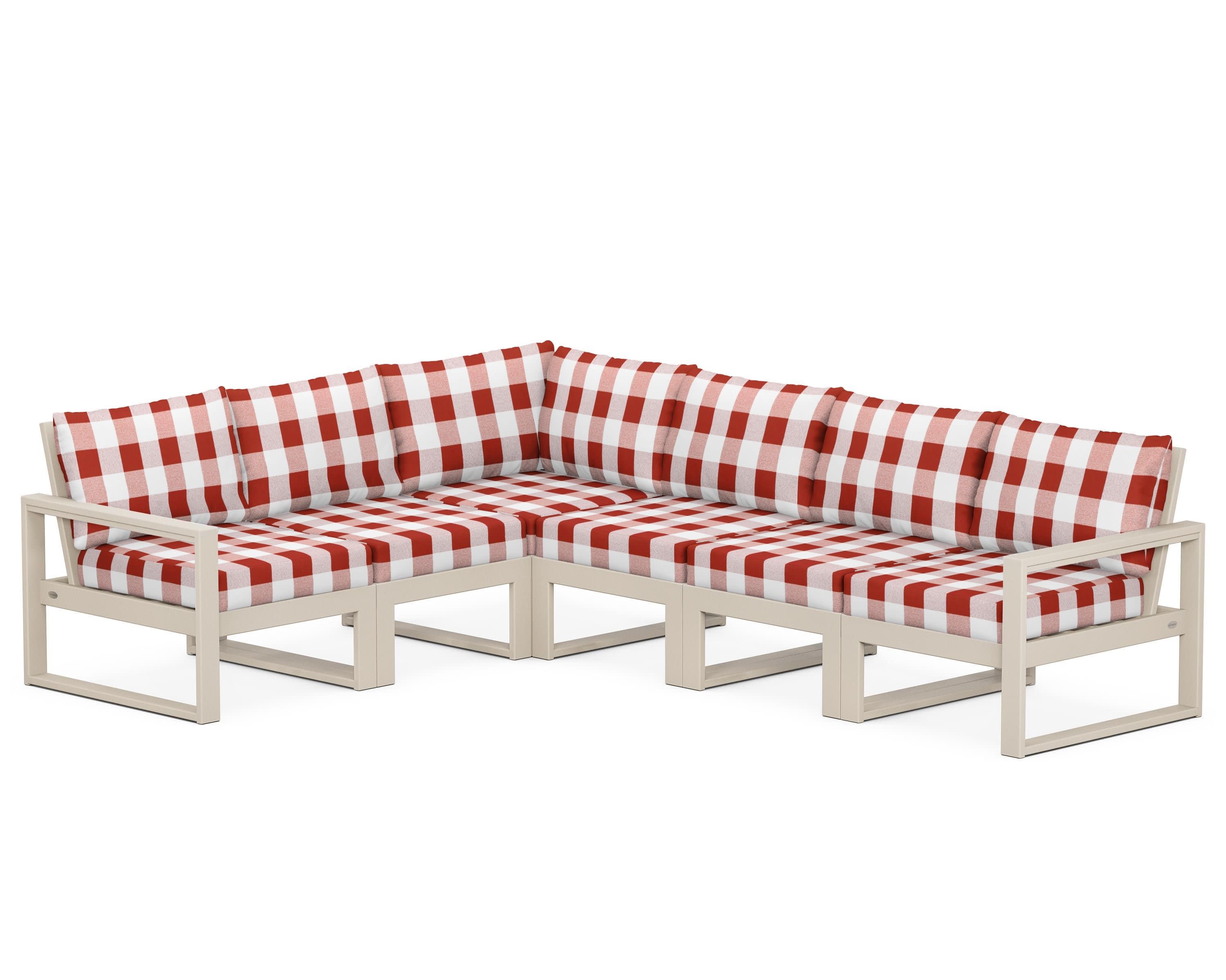 EDGE 6-Piece Modular Deep Seating Set in Sand / Buffalo Plaid Crimson