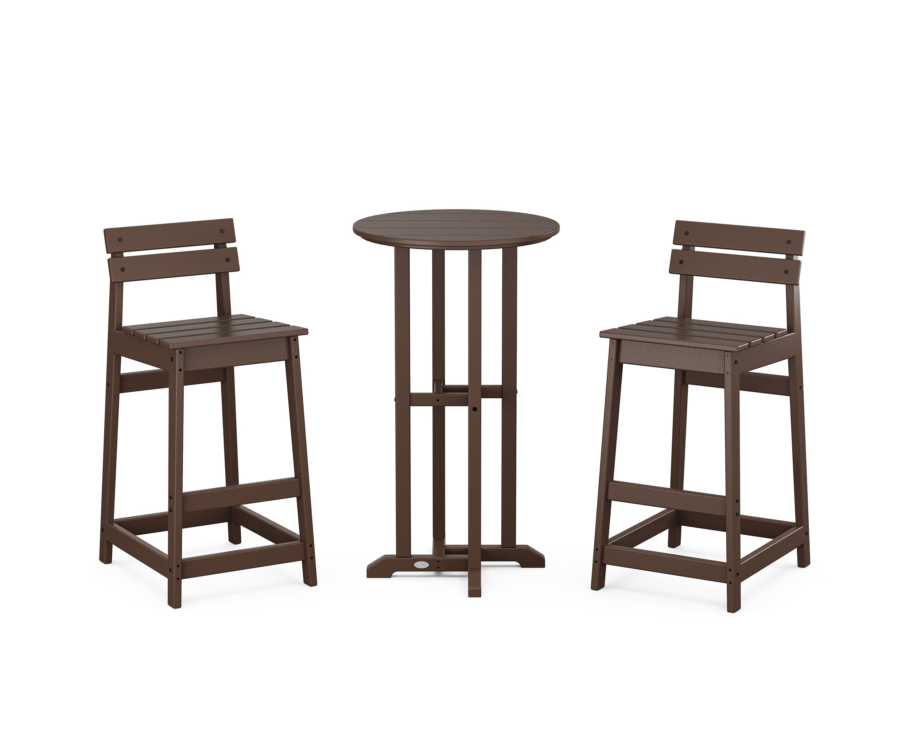 Modern Studio Plaza Lowback Bar Chair 3-Piece Bistro Set in Mahogany