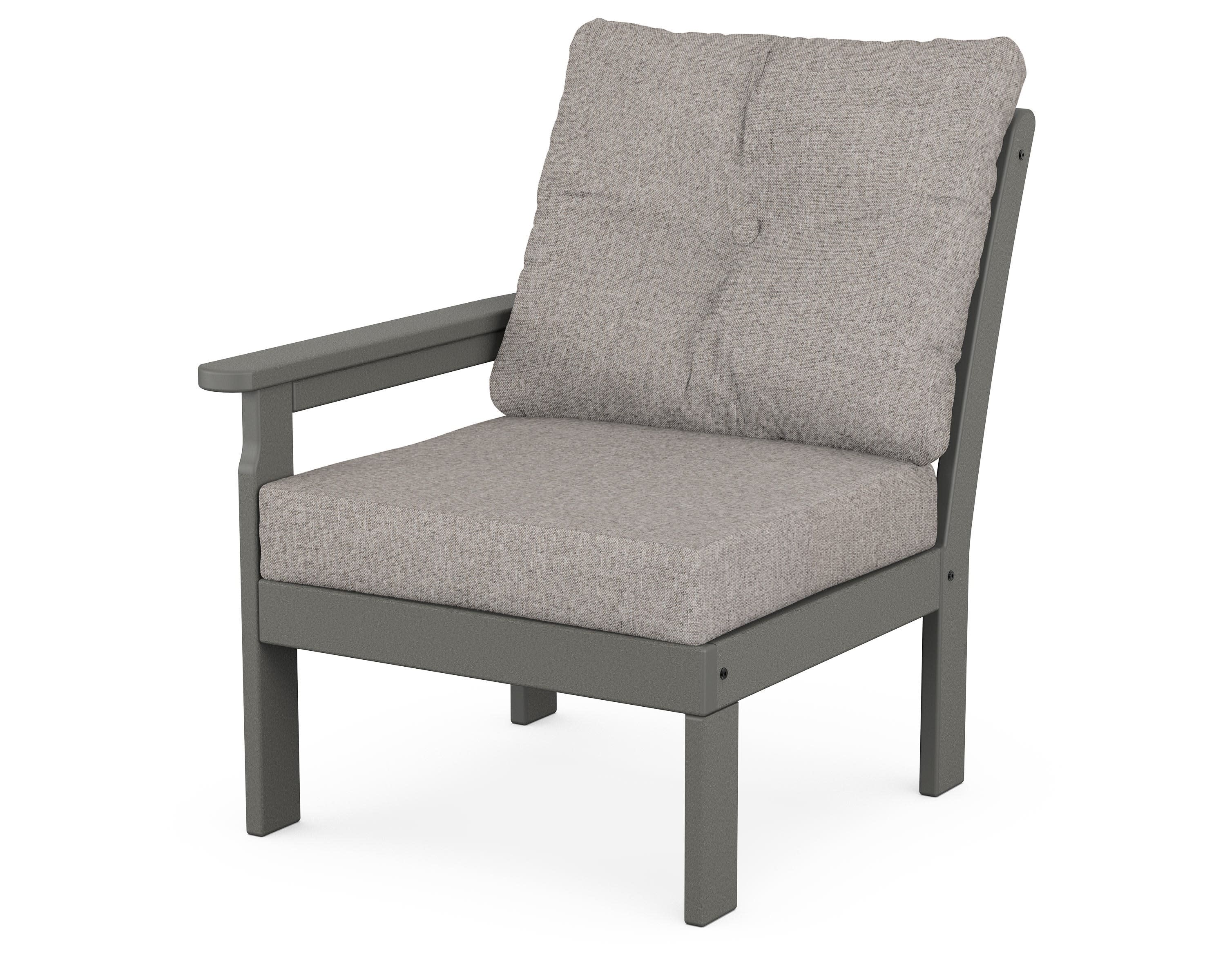 Vineyard Modular Left Arm Chair in Slate Grey / Weathered Tweed