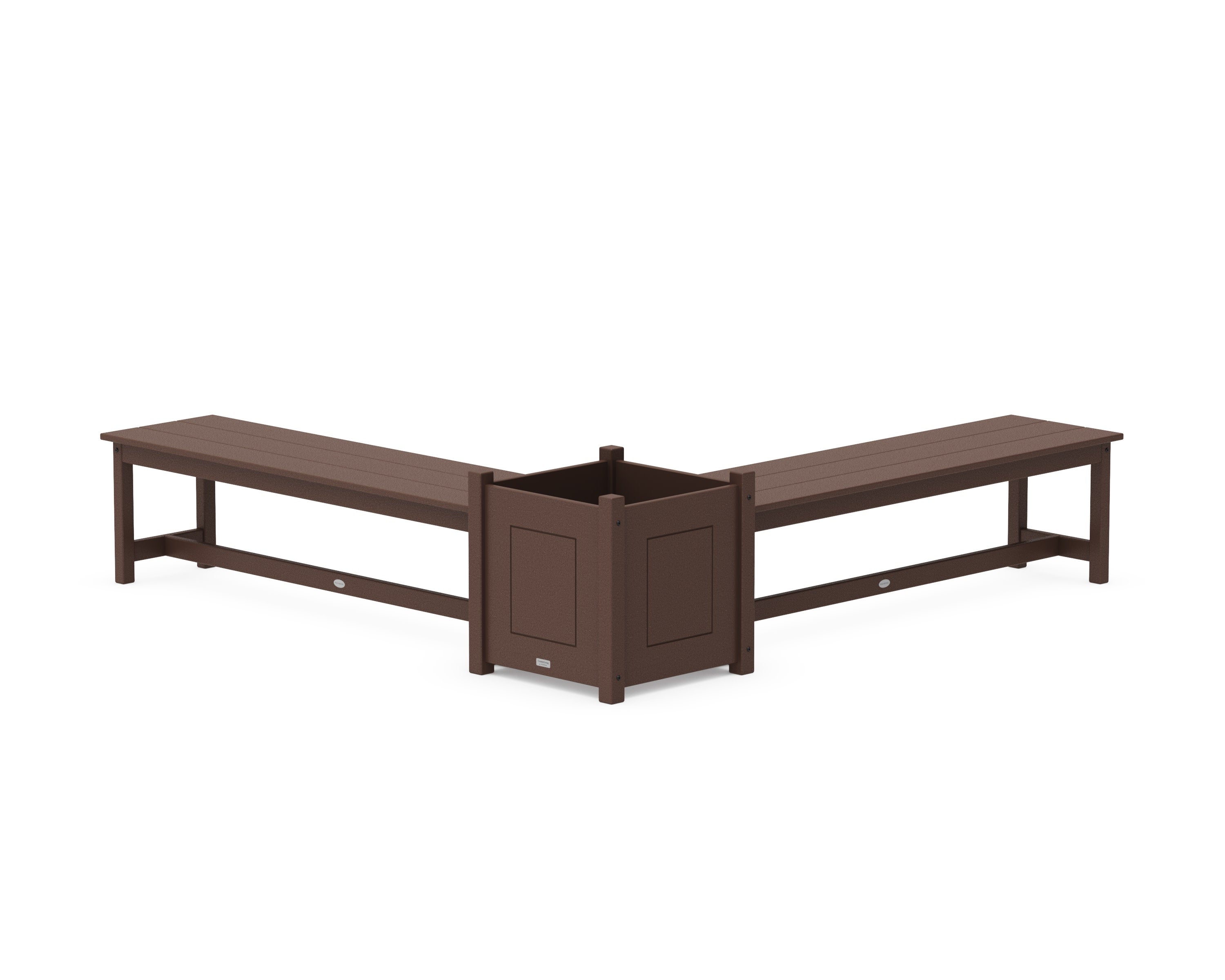 60" Country Living L- Shaped Planter Bench Set- Large in Mahogany