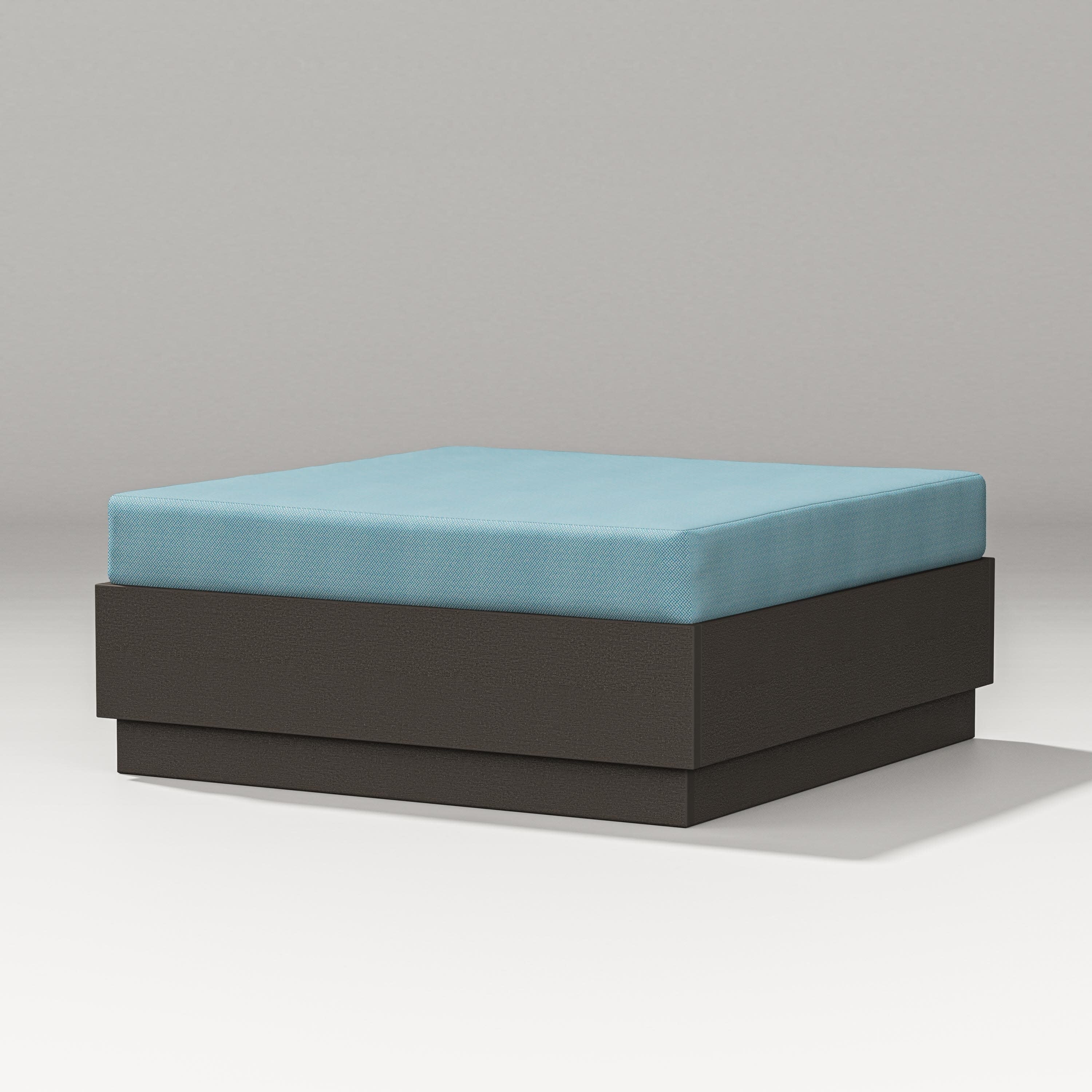 Elevate Lounge Ottoman in Vintage Coffee / Lattice Sky Blue