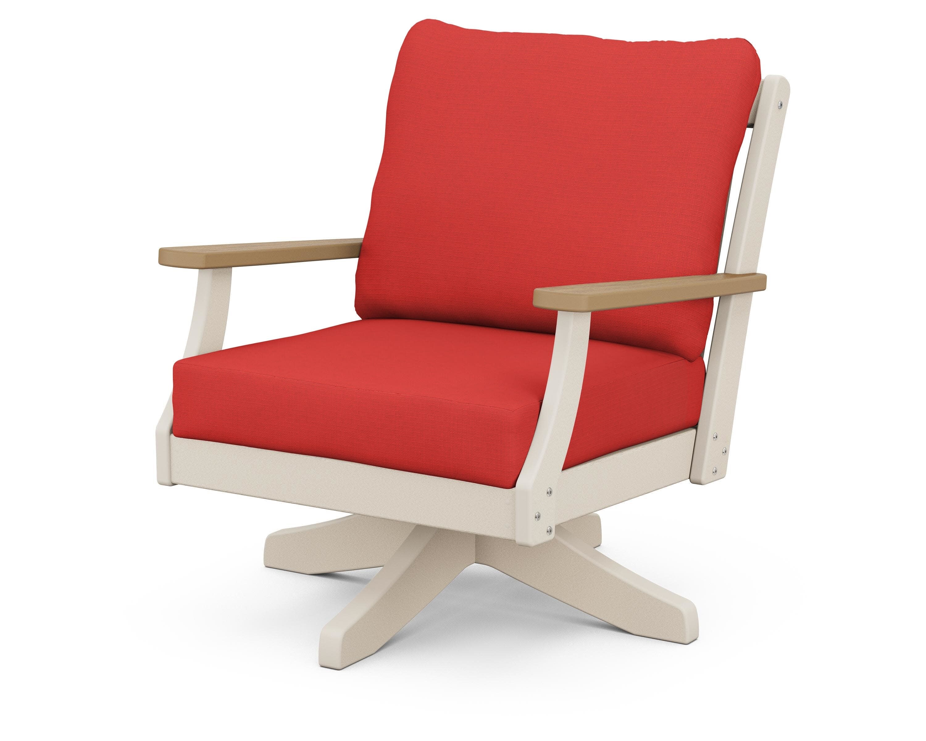 Braxton Deep Seating Swivel Chair in Sand / Natural / Crimson Linen