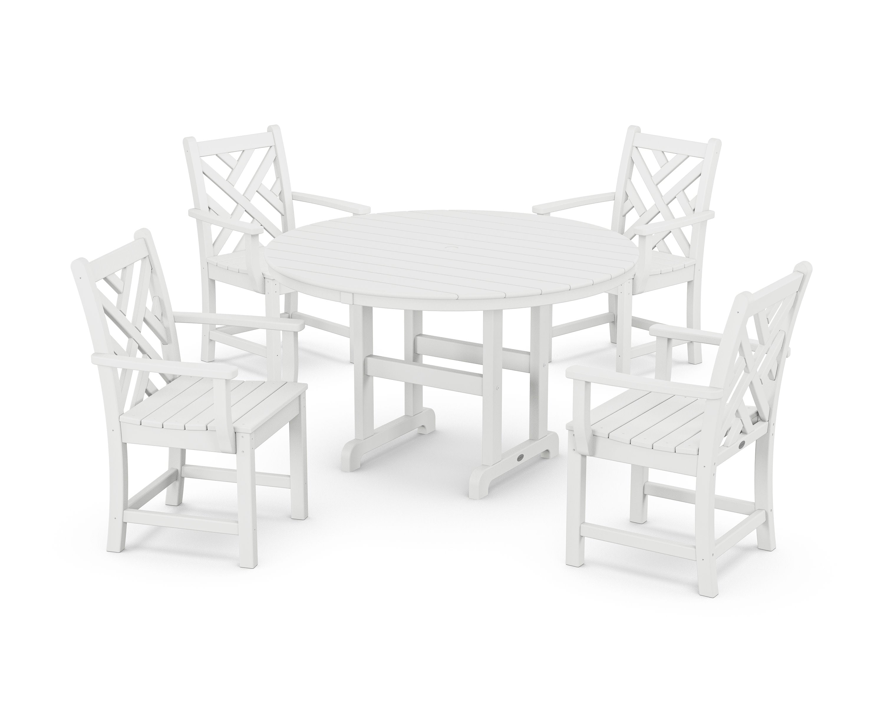 Chippendale 5-Piece Round Farmhouse Dining Set in White