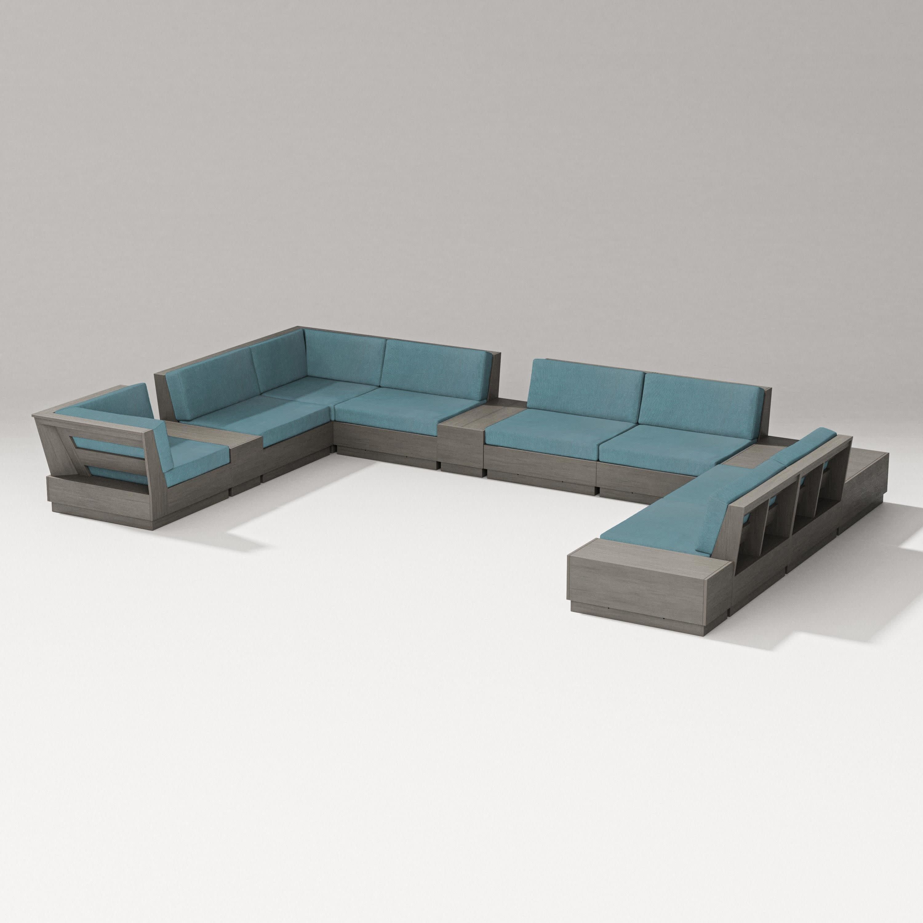 Elevate 12-Piece Conversation Sectional Set in Driftwood / Ocean Teal