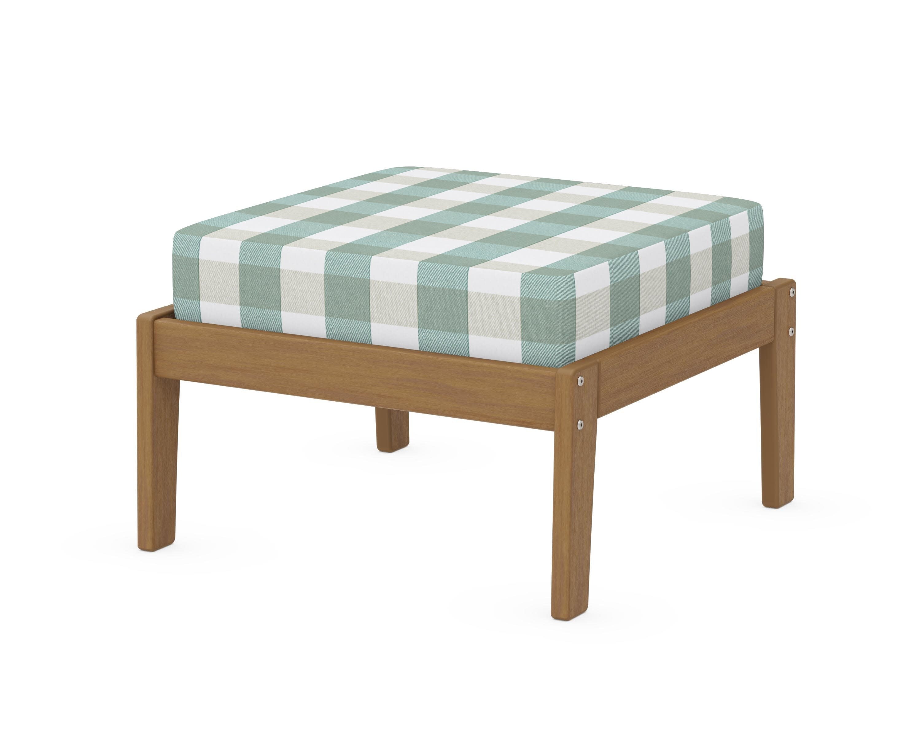 Deep Seating Ottoman in Natural / Buffalo Plaid Glacier Spa