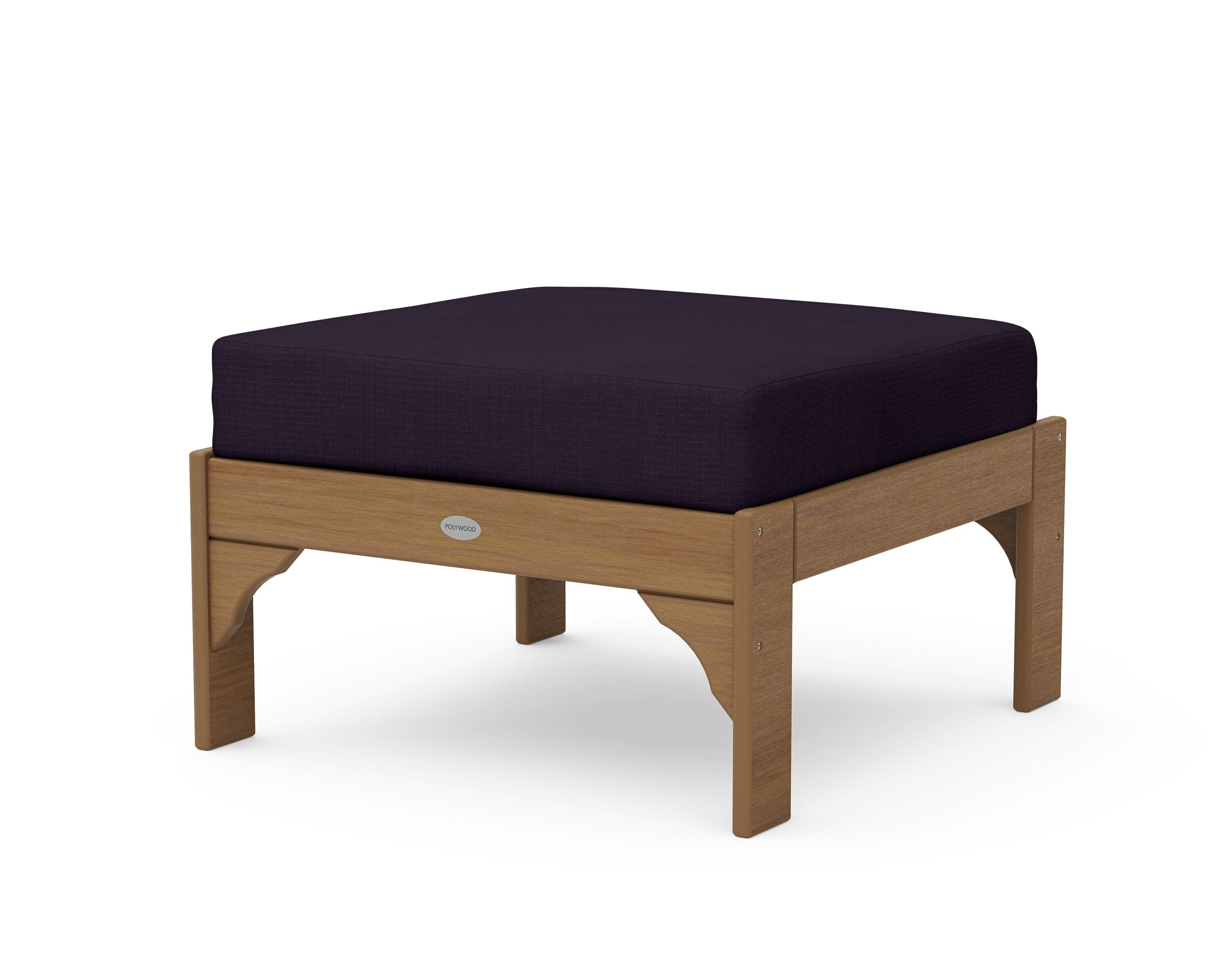 Vineyard Deep Seating Ottoman in Natural / Navy Linen