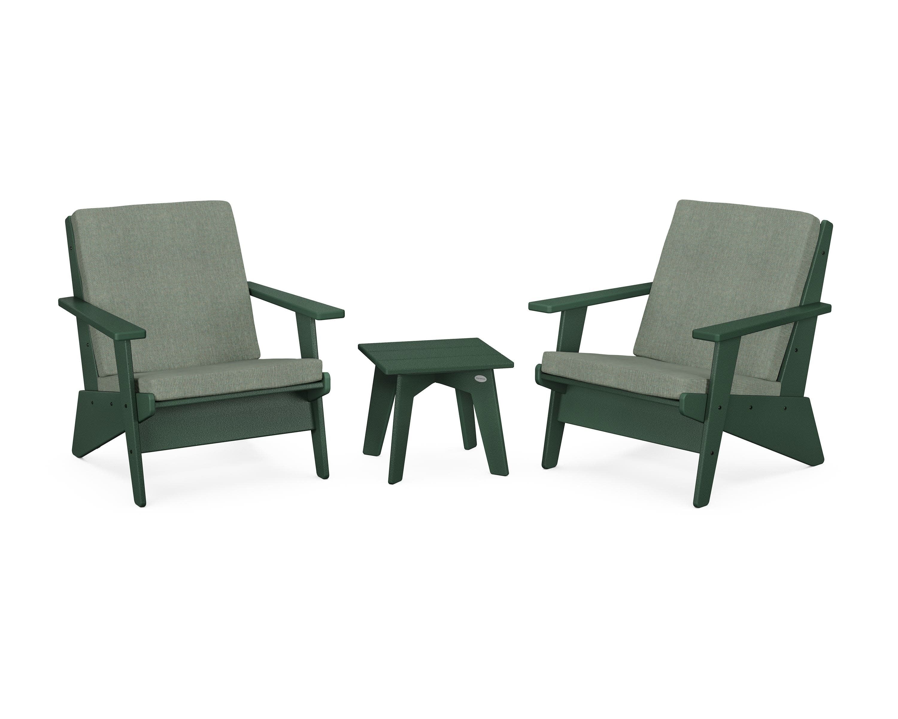 Riviera Modern Lounge 3-Piece Set in Green / Cast Sage
