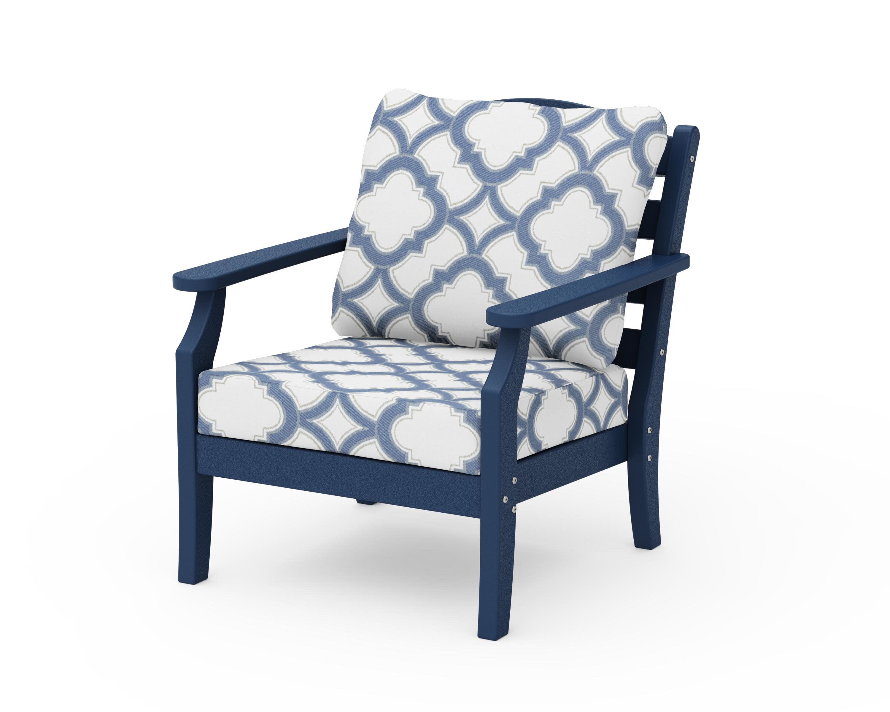 Savannah Deep Seating Chair in Navy / Trellis Sky Blue