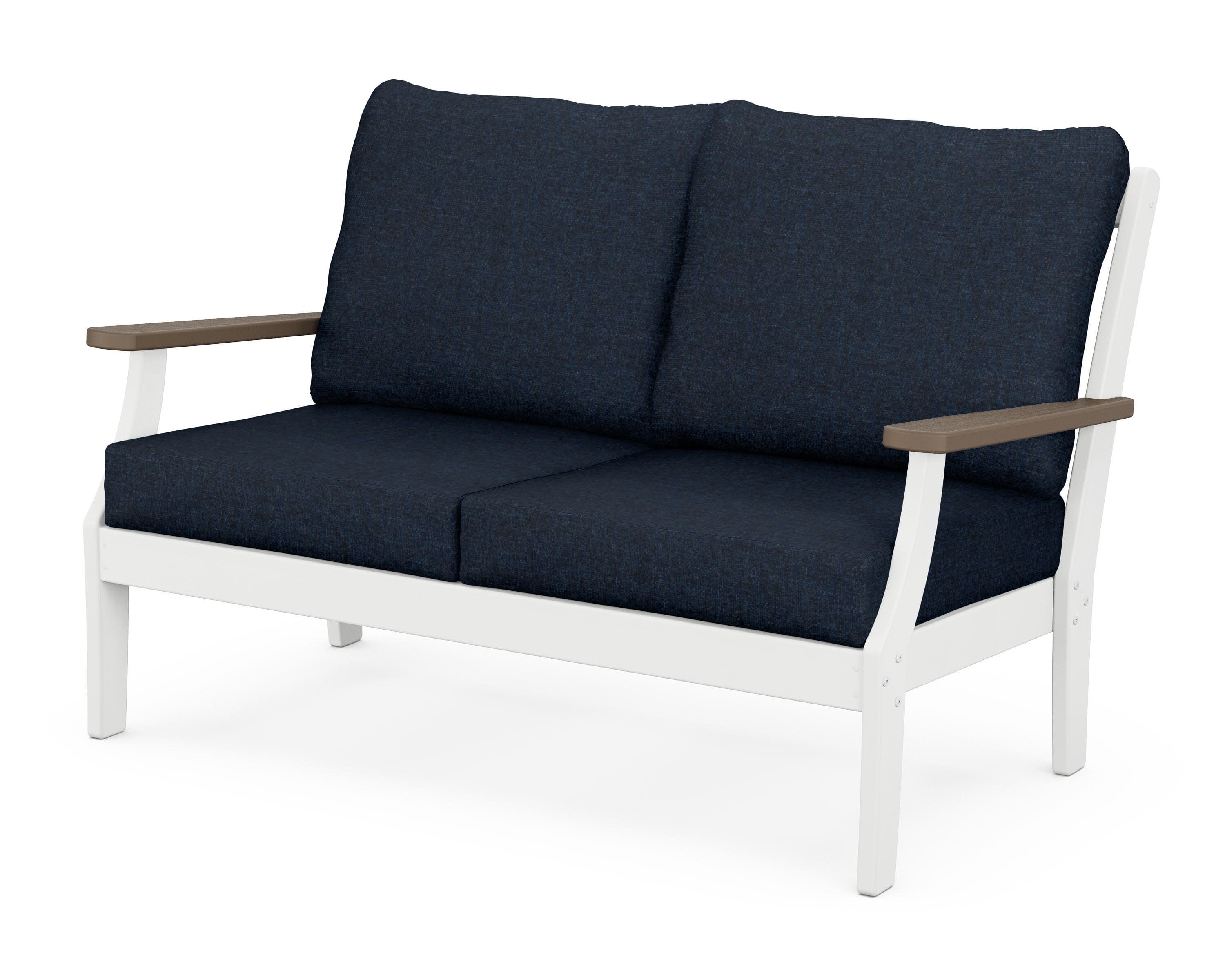 Braxton Deep Seating Loveseat in White / Kona / Marine Indigo